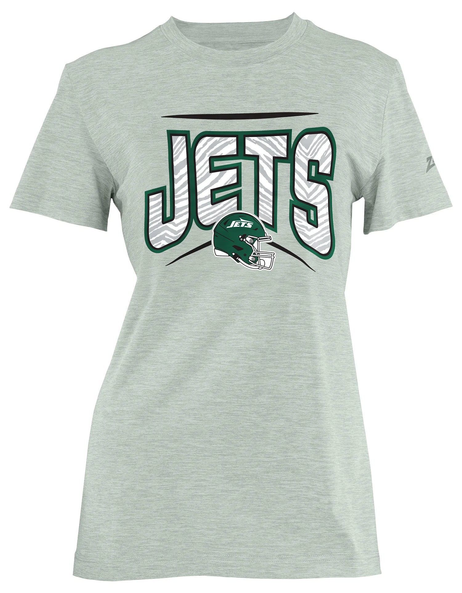 Zubaz NFL Women's Quarterback Heather Gray Color Short Sleeve T-Shirt, New York Jets - Image 7