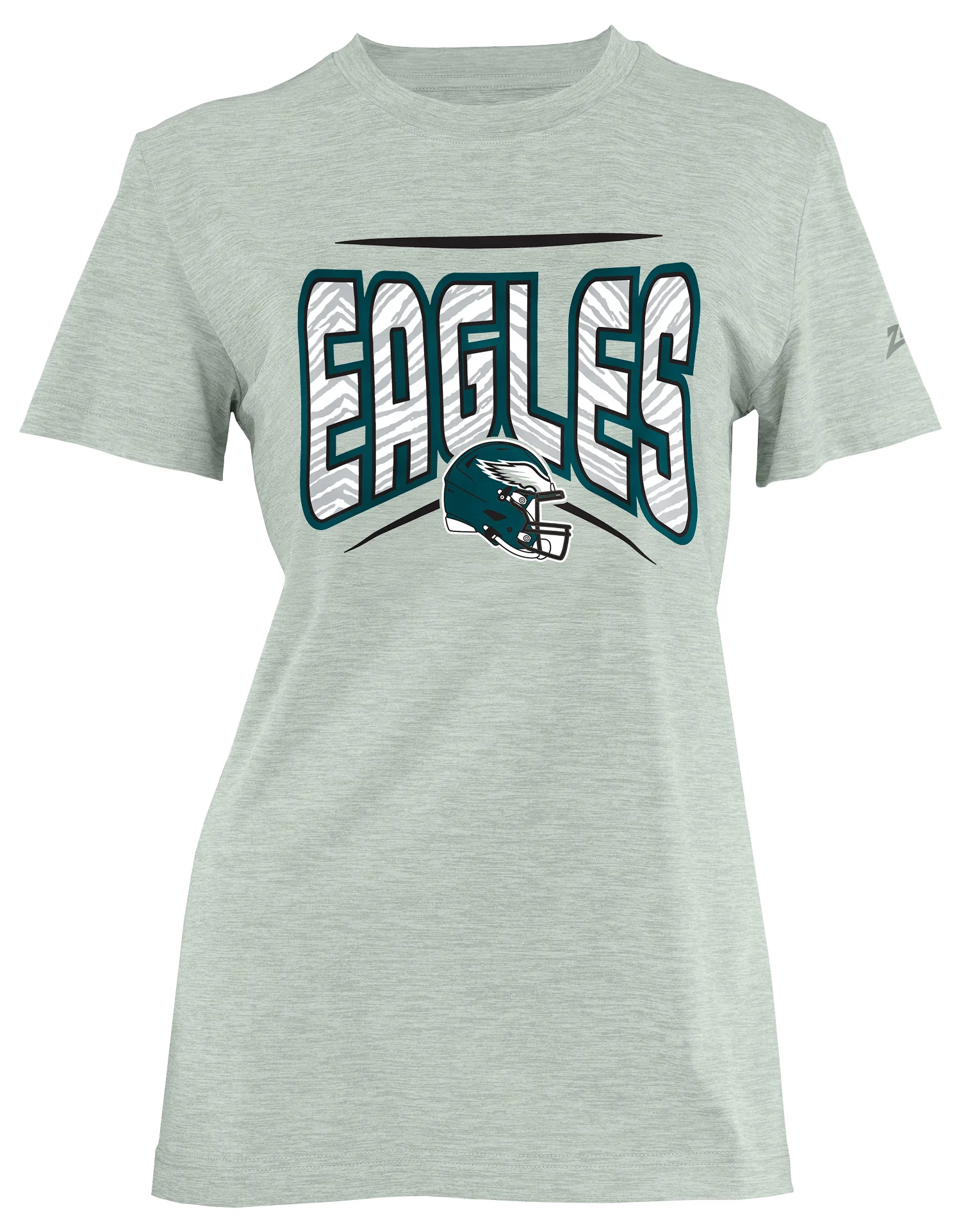 Zubaz NFL Women's Quarterback Heather Gray Color Short Sleeve T-Shirt, Philadelphia Eagles - Image 43