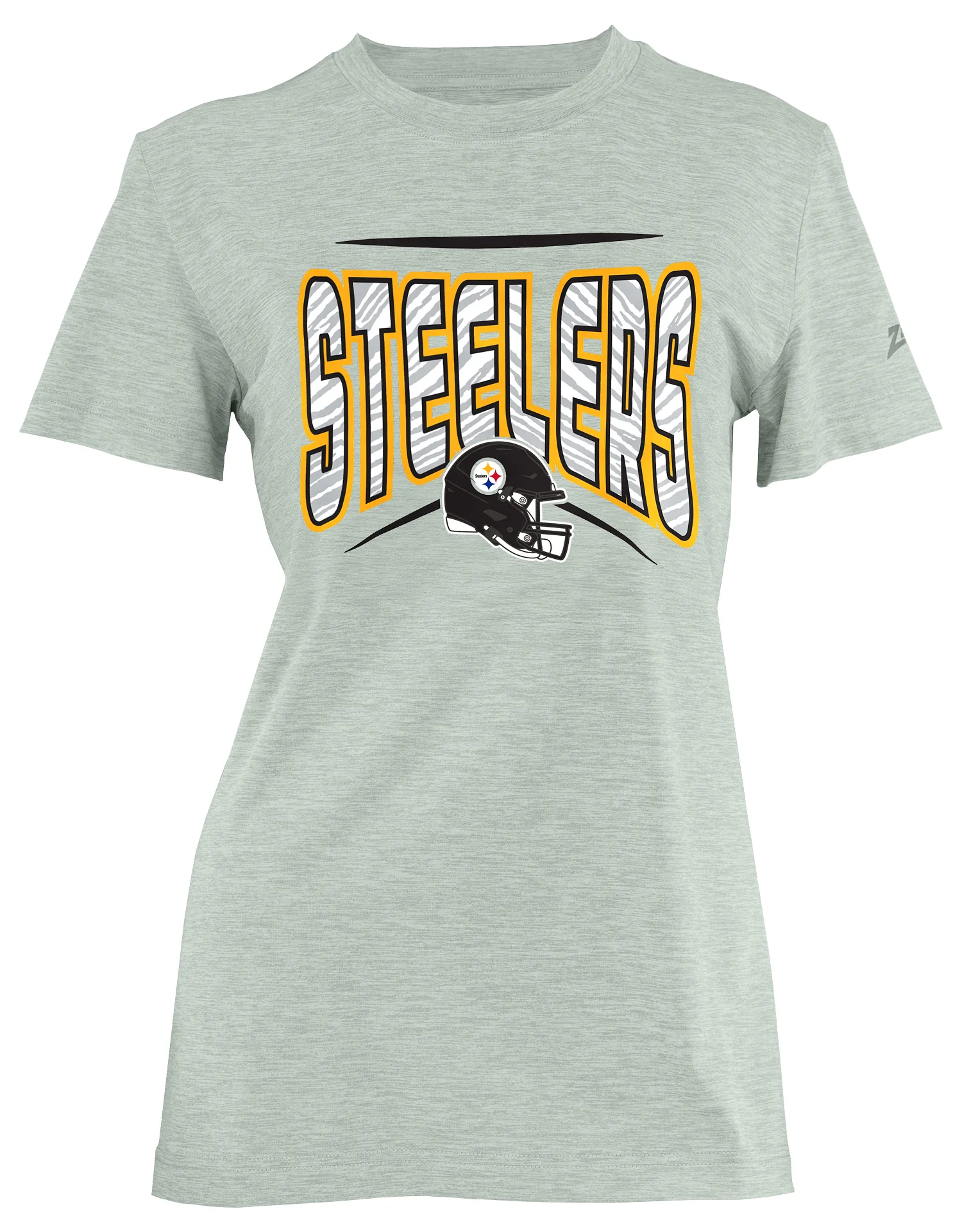 Zubaz NFL Women's Quarterback Heather Gray Color Short Sleeve T-Shirt, Pittsburgh Steelers - Image 43