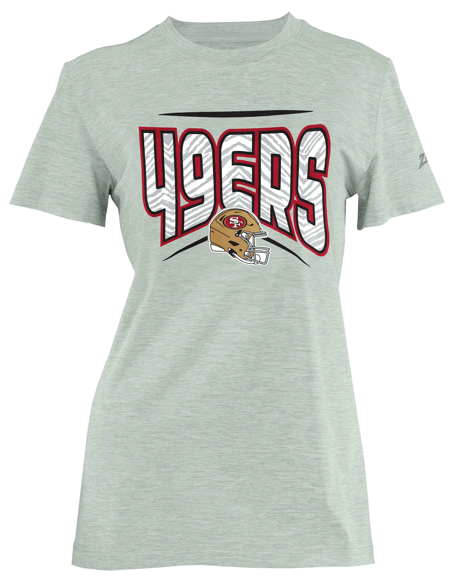 Zubaz NFL Women's Quarterback Heather Gray Color Short Sleeve T-Shirt, San Francisco 49ers - Image 25