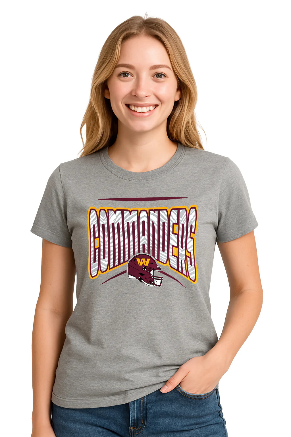 Zubaz NFL Women's Quarterback Heather Gray Color Short Sleeve T-Shirt, Washington Commanders - Image 24