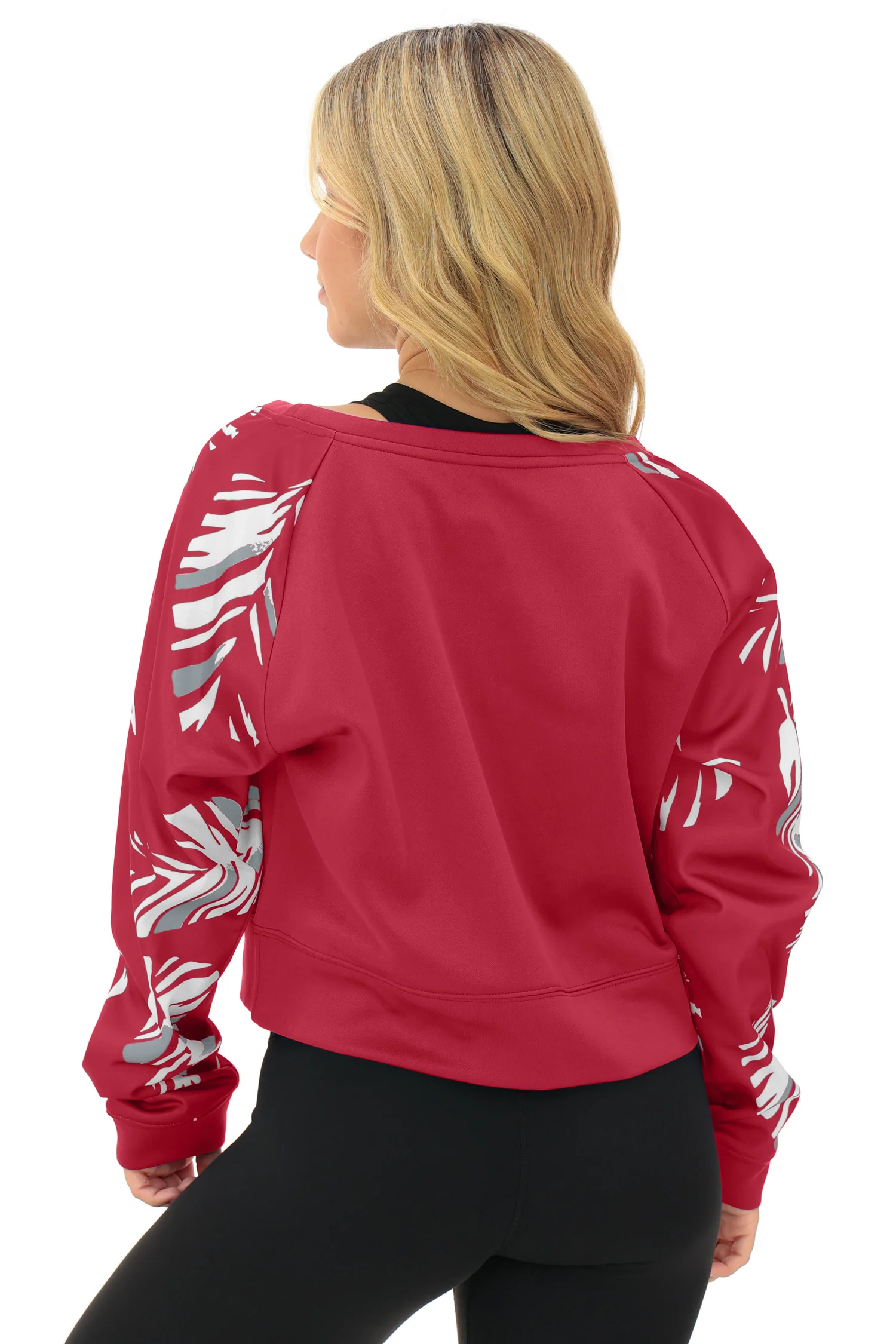 Zubaz NFL Women's Script 3 Color Leaf Boatneck Raglan Crew, ARIZONA CARDINALS - Image 7