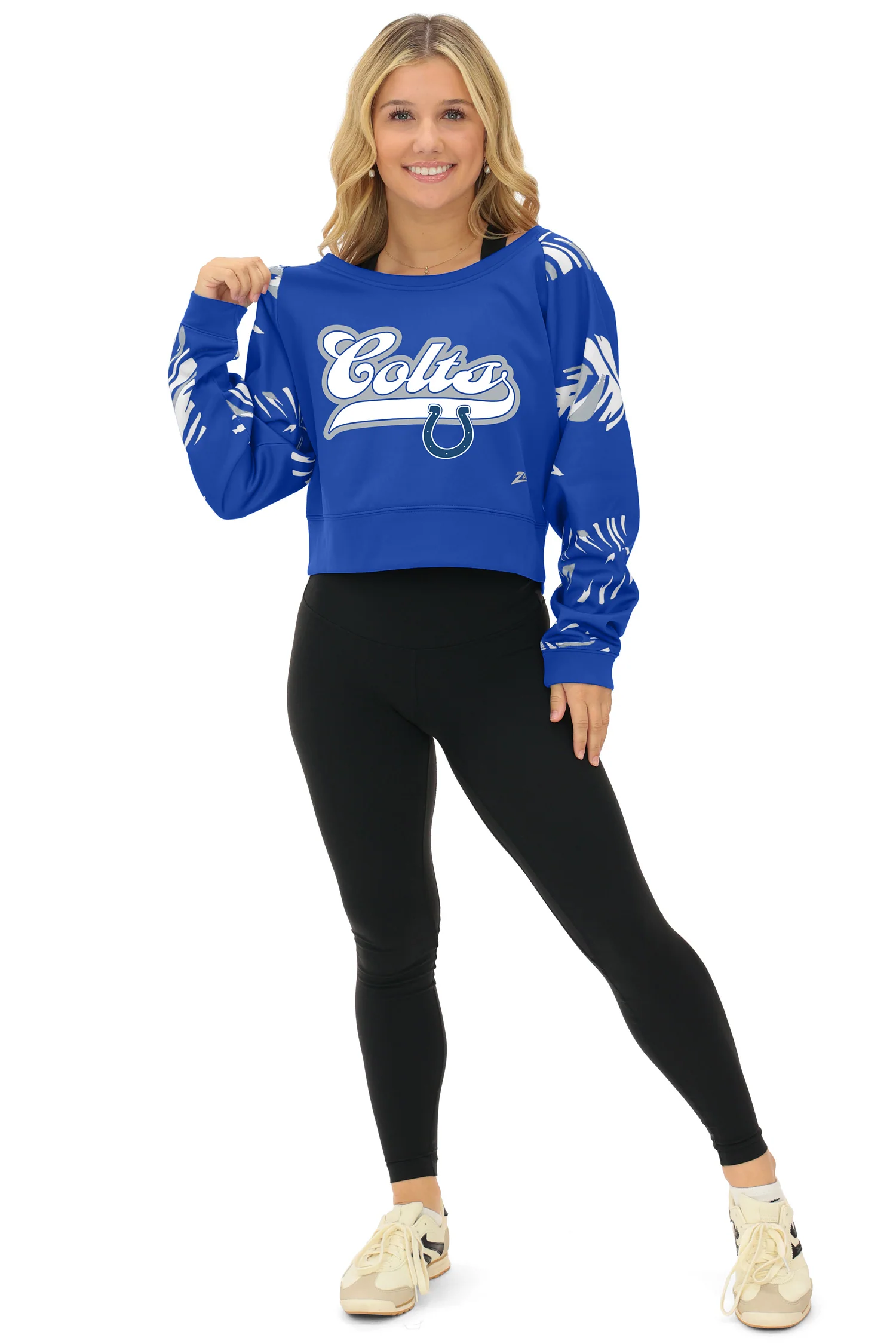 Zubaz NFL Women's Script 3 Color Leaf Boatneck Raglan Crew, INDIANAPOLIS COLTS - Image 33