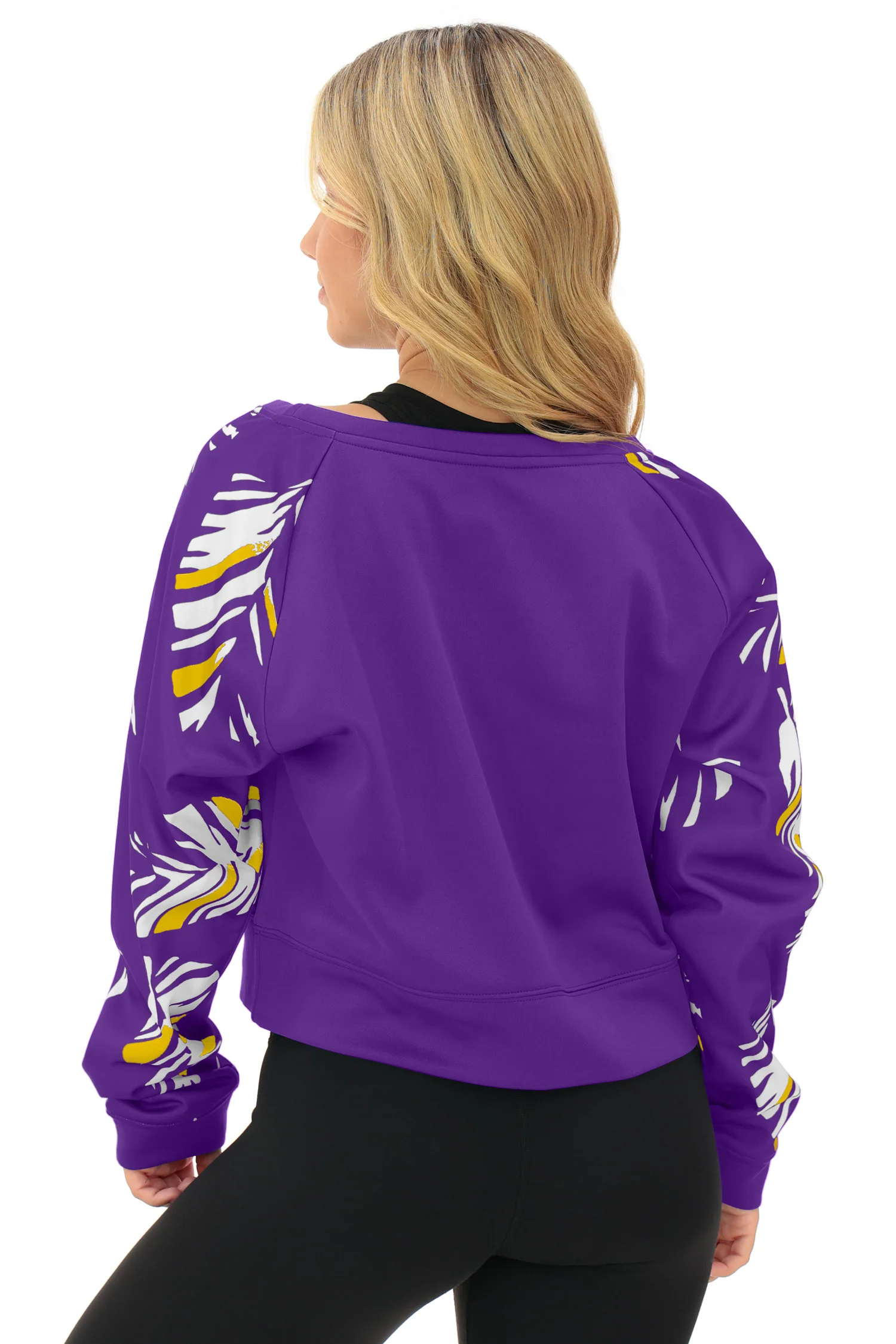 Zubaz NFL Women's Script 3 Color Leaf Boatneck Raglan Crew, MINNESOTA VIKINGS - Image 32