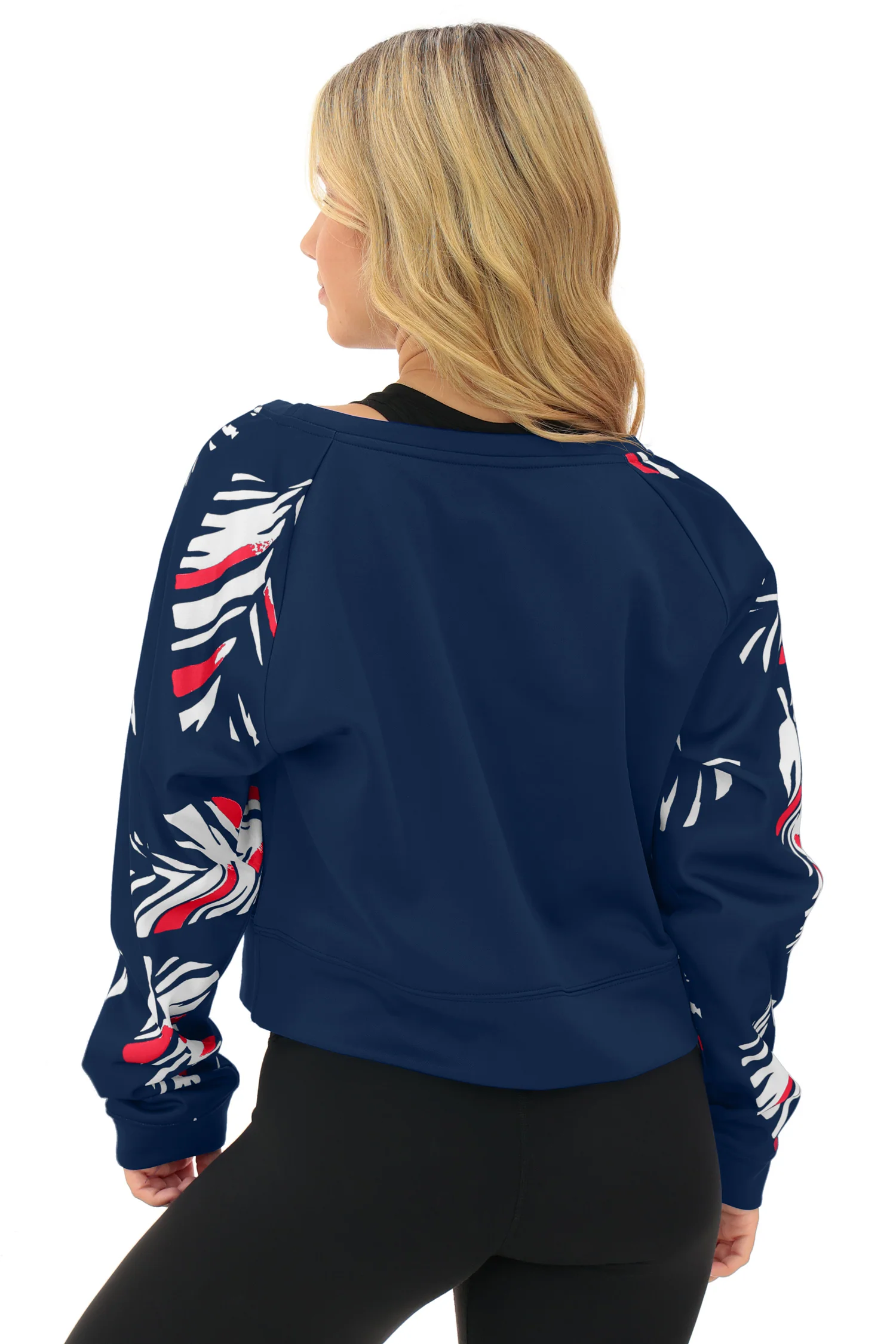 Zubaz NFL Women's Script 3 Color Leaf Boatneck Raglan Crew, NEW ENGLAND PATRIOTS - Image 37