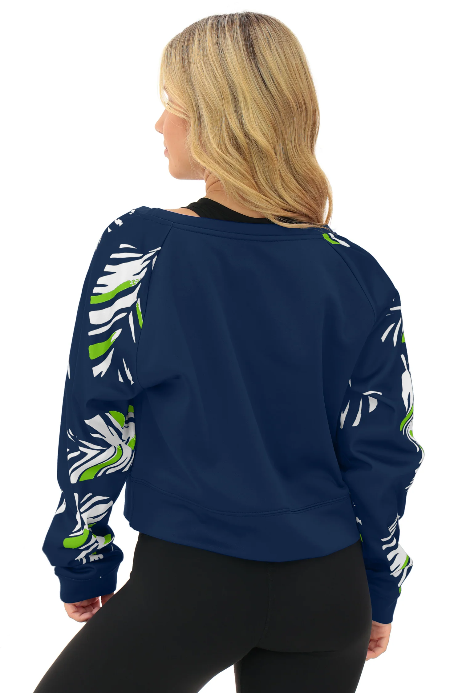 Zubaz NFL Women's Script 3 Color Leaf Boatneck Raglan Crew, SEATTLE SEAHAWKS - Image 22
