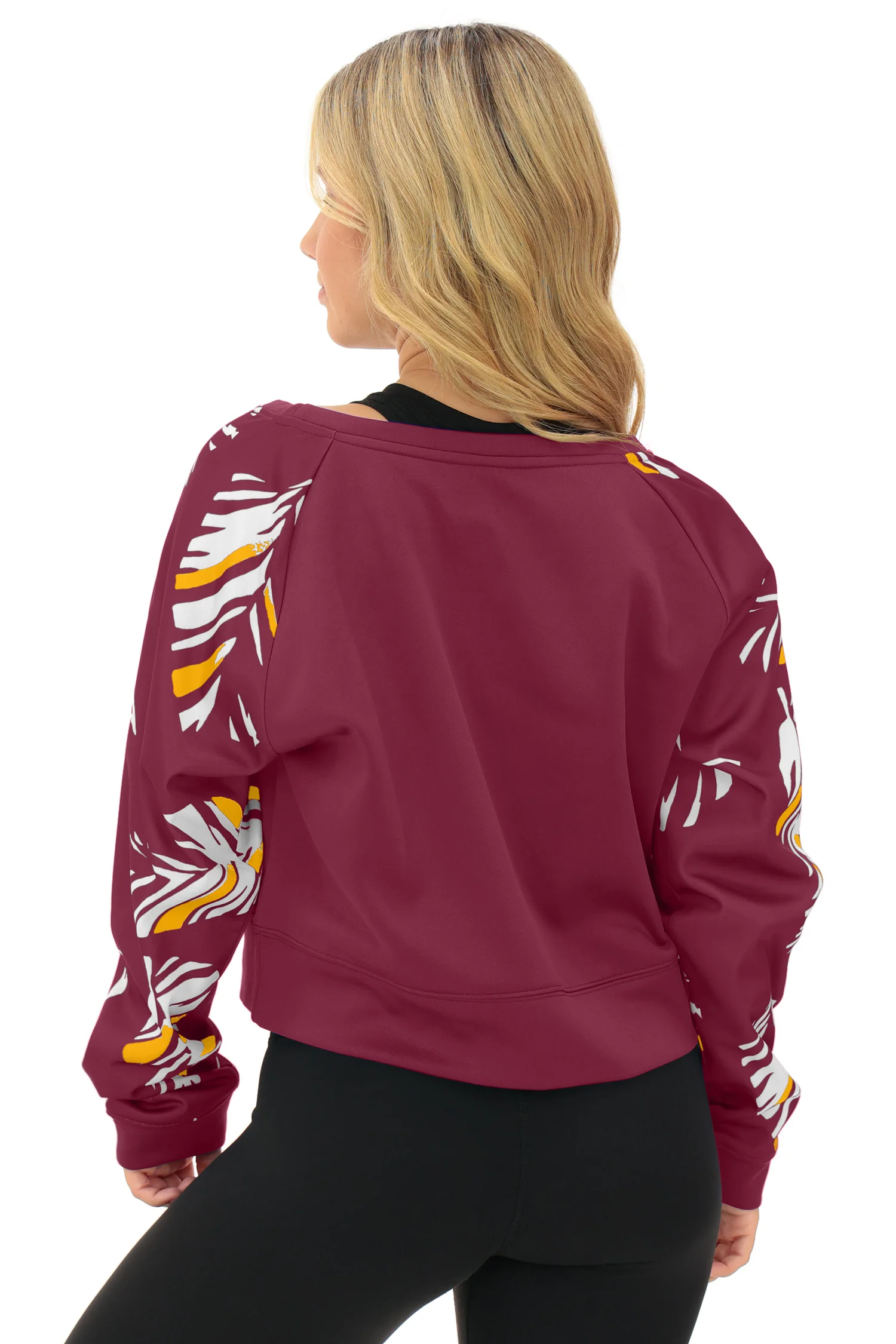 Zubaz NFL Women's Script 3 Color Leaf Boatneck Raglan Crew, WASHINGTON COMMANDERS - Image 27