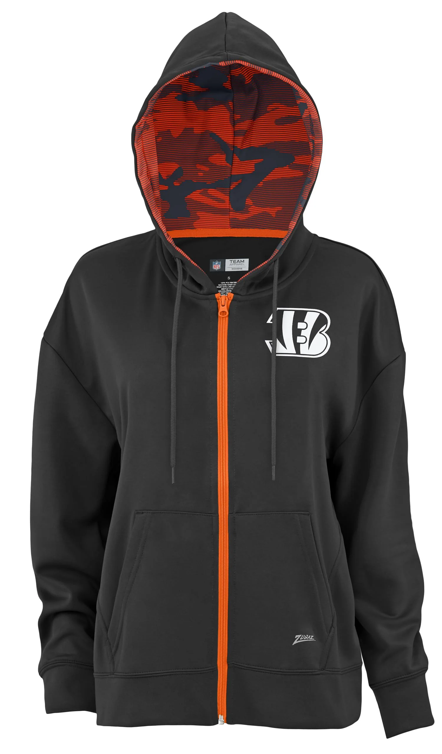 Zubaz NFL Women's Standard Full Zip Hoodie Cincinnati Bengals - Image 4
