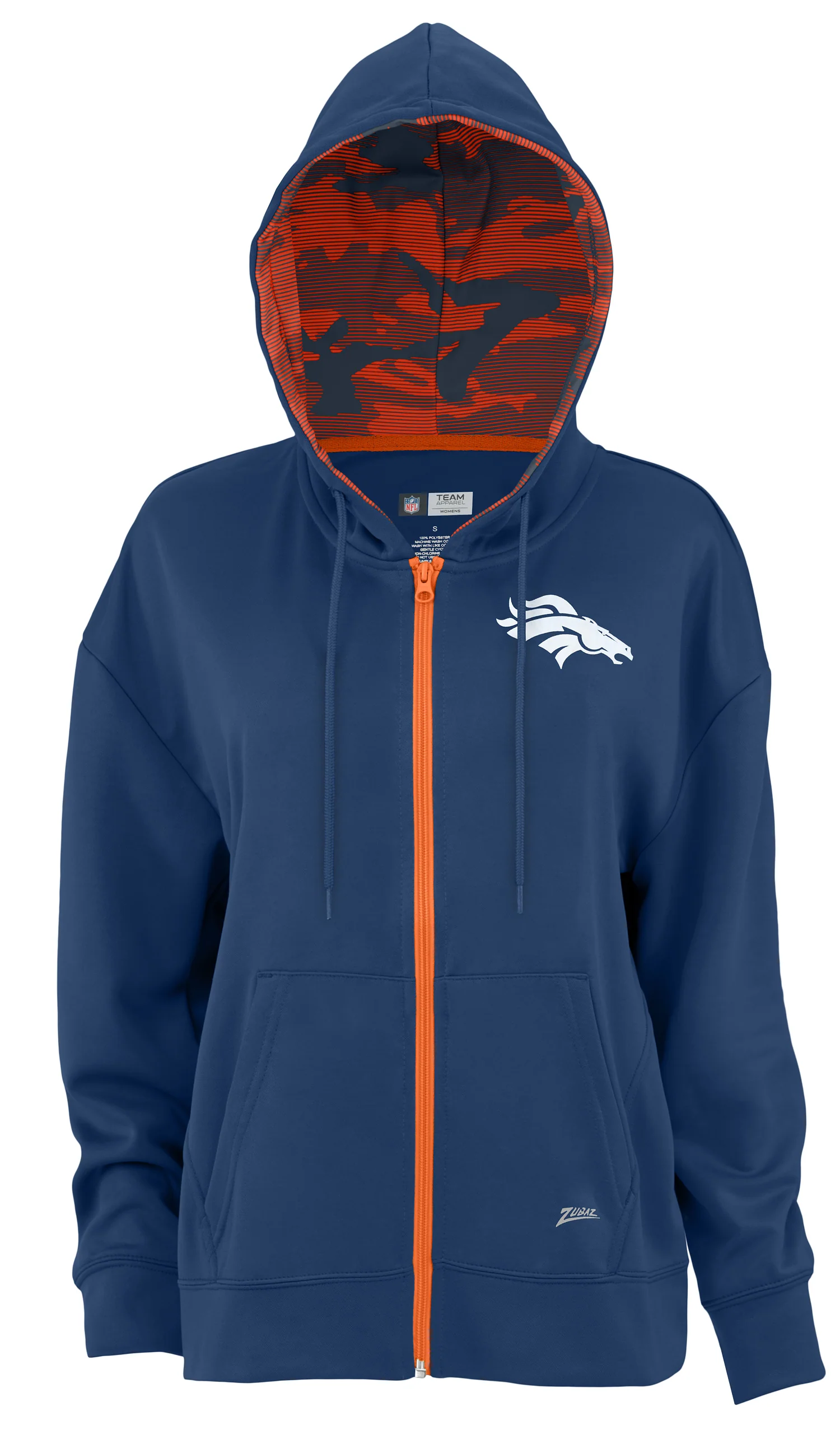 Zubaz NFL Women's Standard Full Zip Hoodie Denver Broncos - Image 6