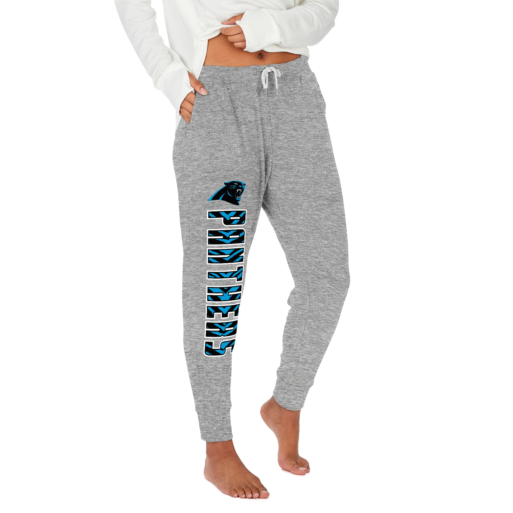 Zubaz NFL Women's Upright Soft Marled Team Color Jogger, Carolina Panthers - Image 9
