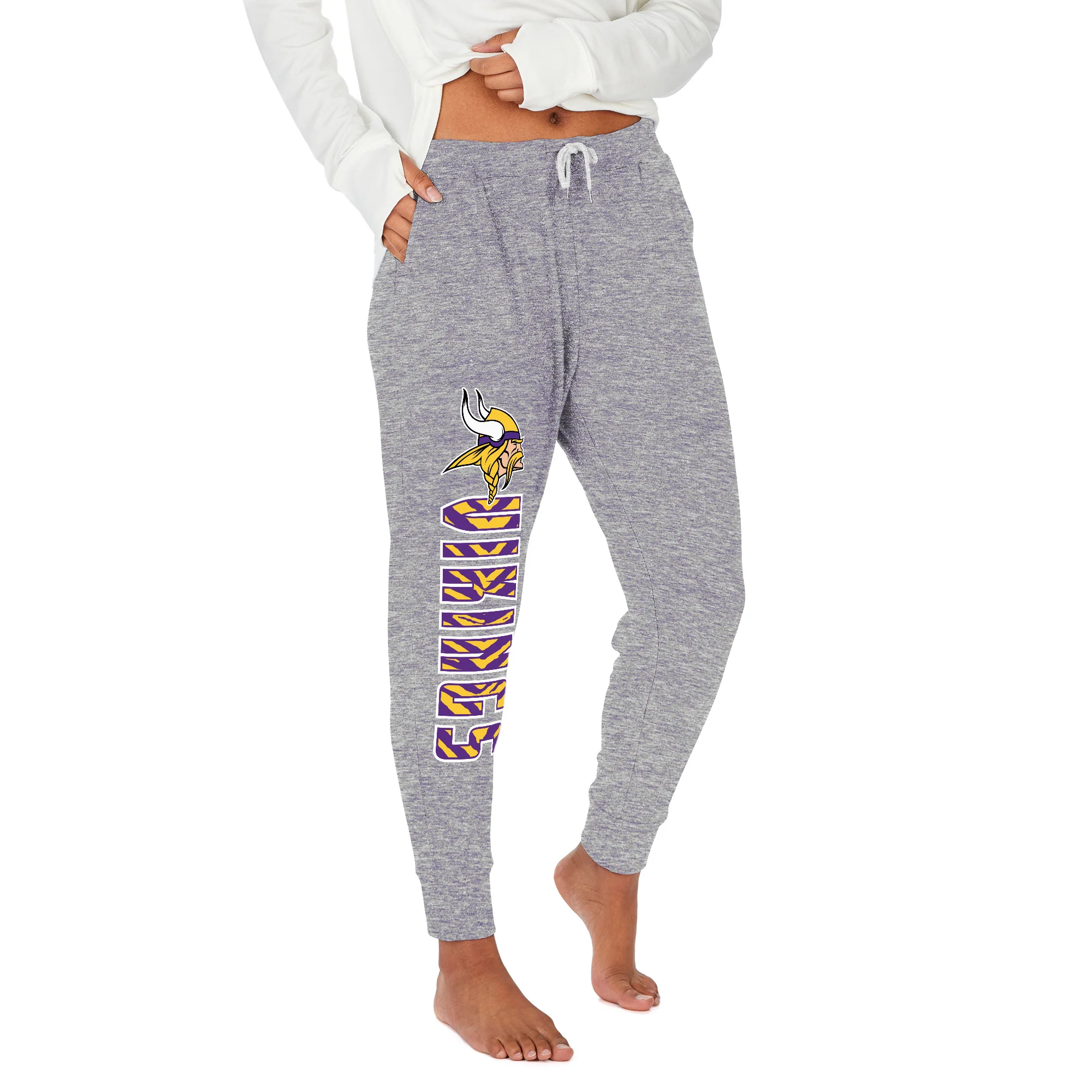 Zubaz NFL Women's Upright Soft Marled Team Color Jogger, Minnesota Vikings - Image 21