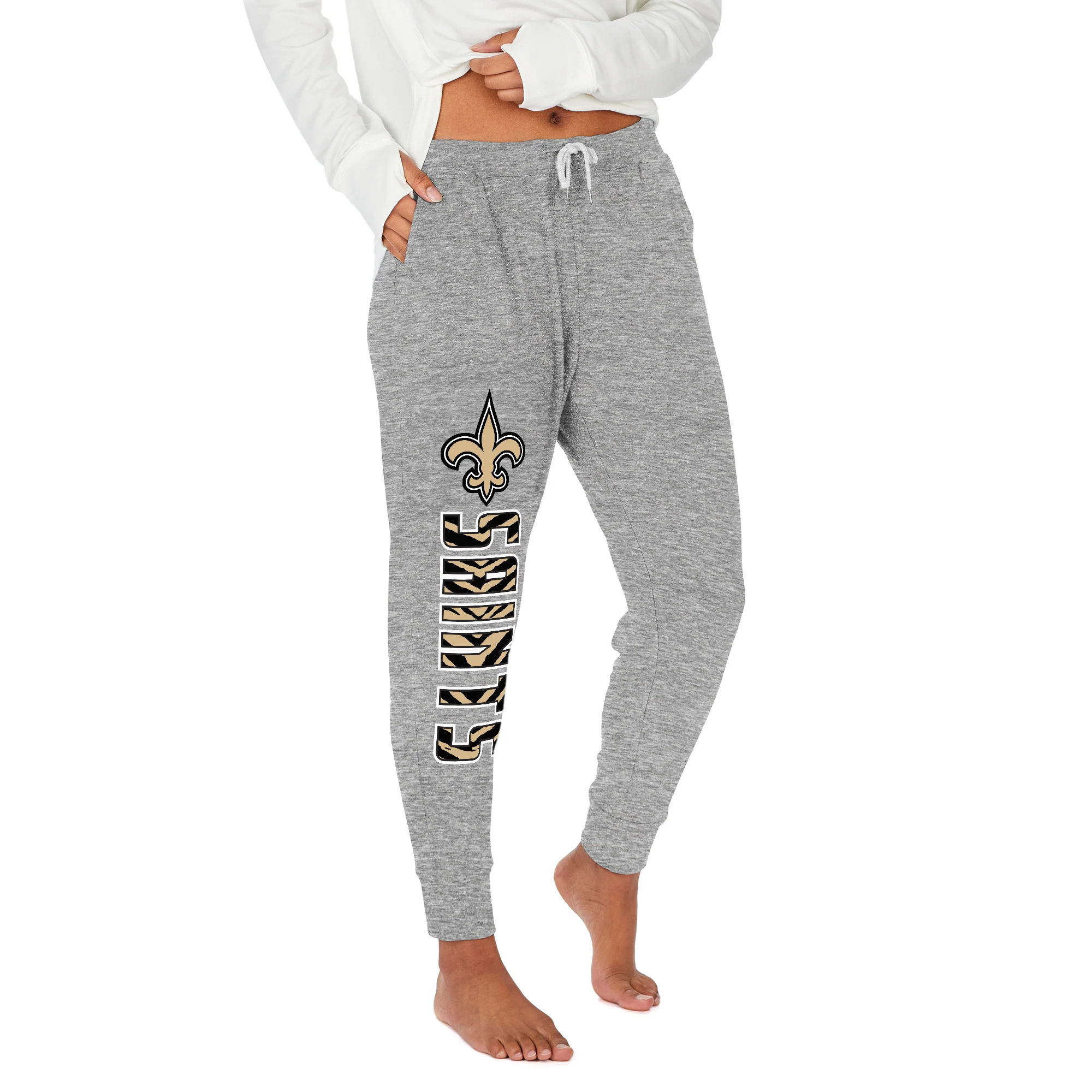 Zubaz NFL Women's Upright Soft Marled Team Color Jogger, New Orleans Saints - Image 15
