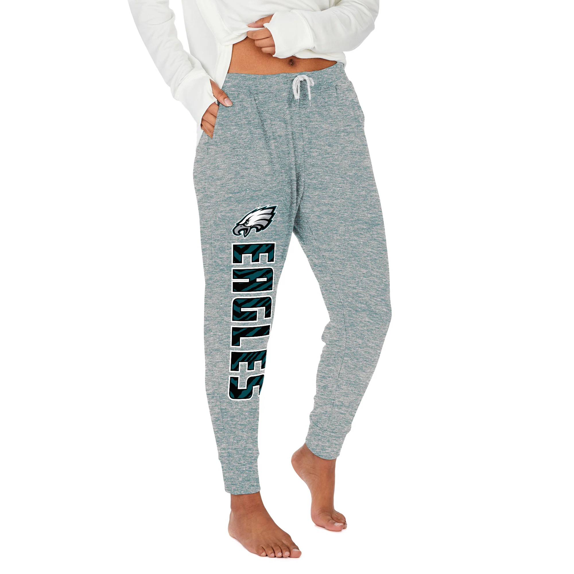 Zubaz NFL Women's Upright Soft Marled Team Color Jogger, Philadelphia Eagles - Image 9