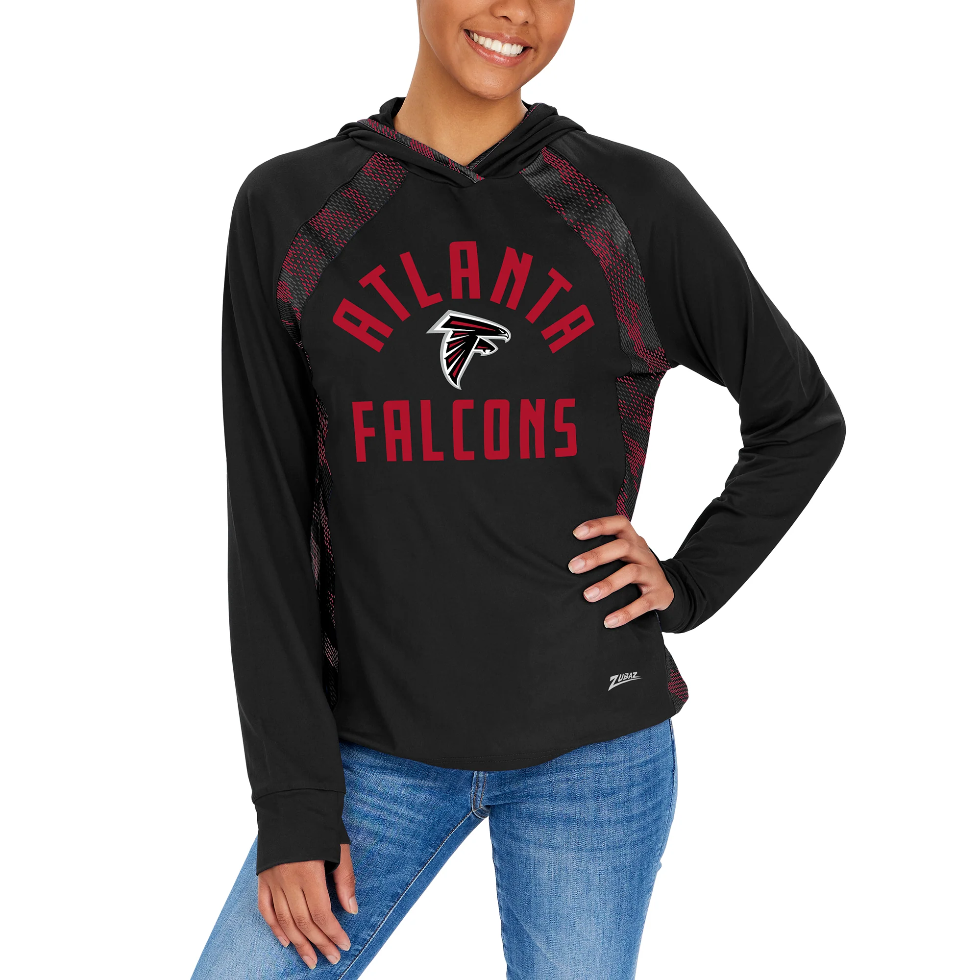 Zubaz NFL Women's Viper Accent Elevated Lightweight Hoodie, ATLANTA FALCONS - Image 2