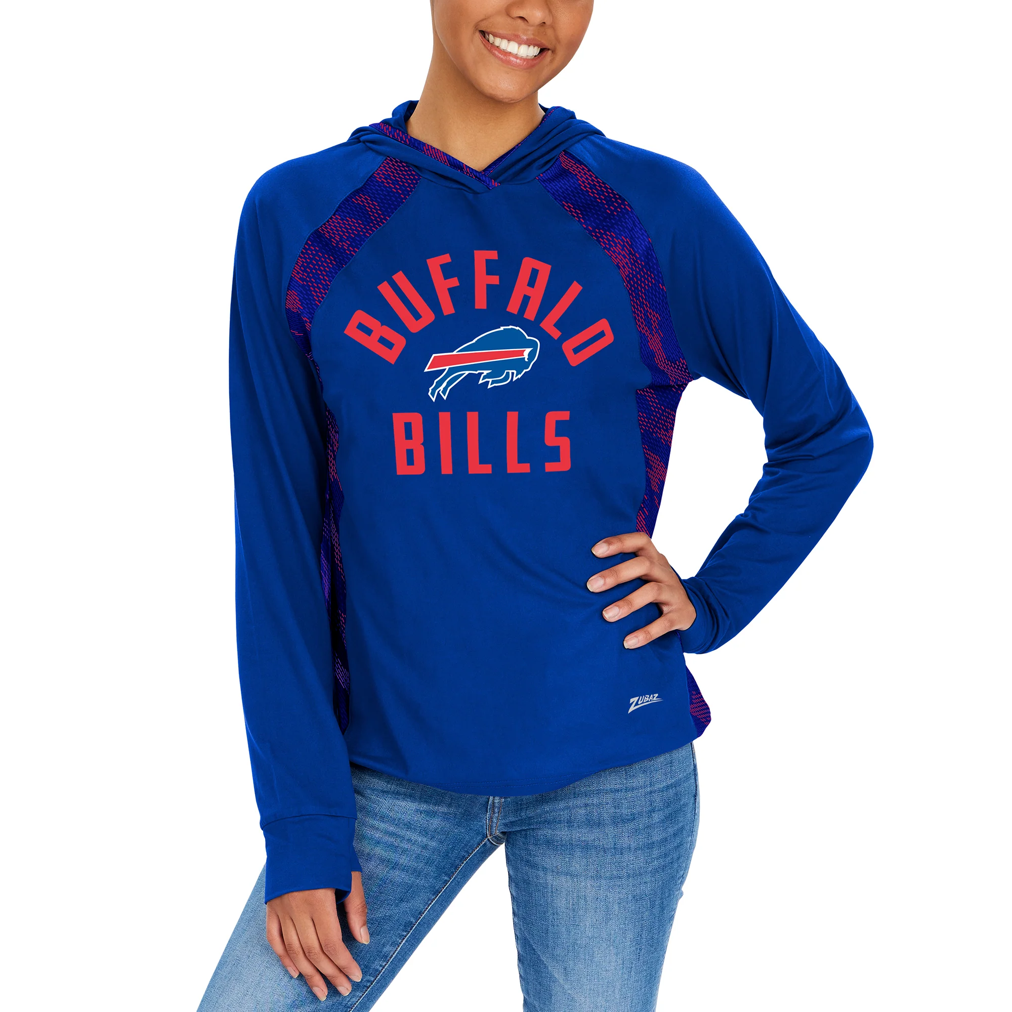 Zubaz NFL Women's Viper Accent Elevated Lightweight Hoodie, BUFFALO BILLS - Image 2