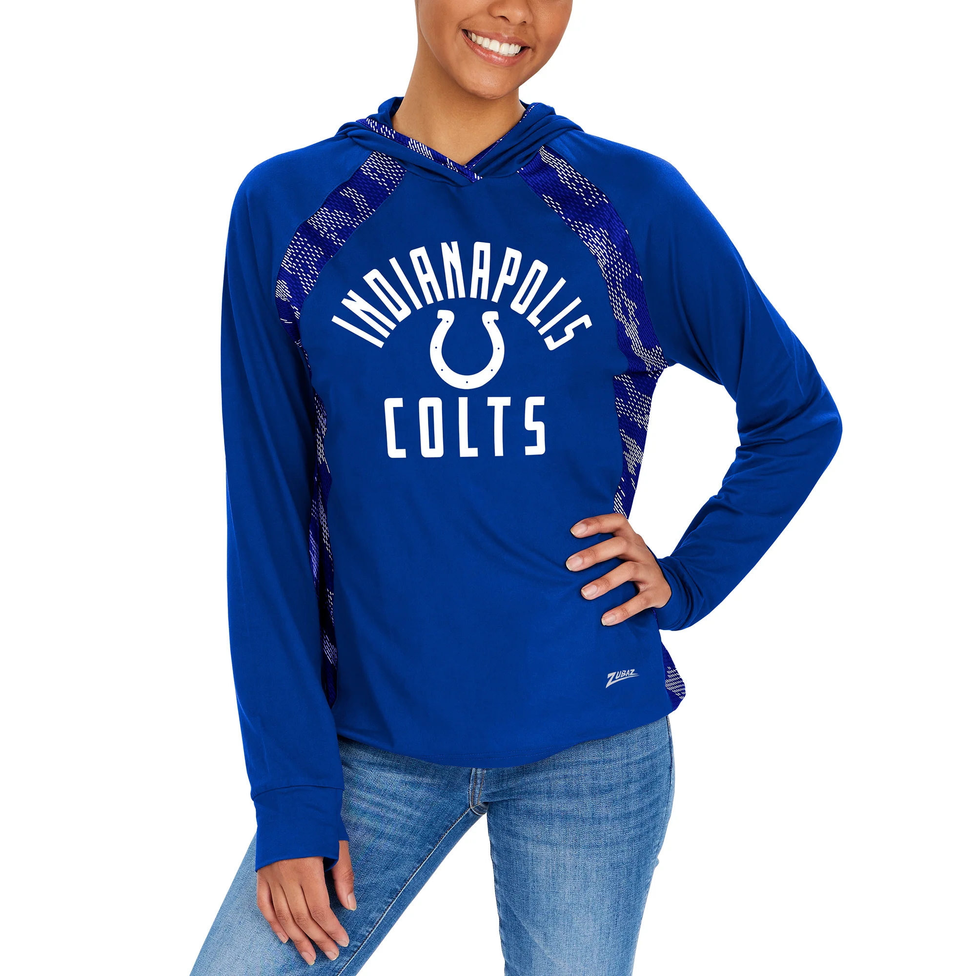 Zubaz NFL Women's Viper Accent Elevated Lightweight Hoodie, INDIANAPOLIS COLTS - Image 2