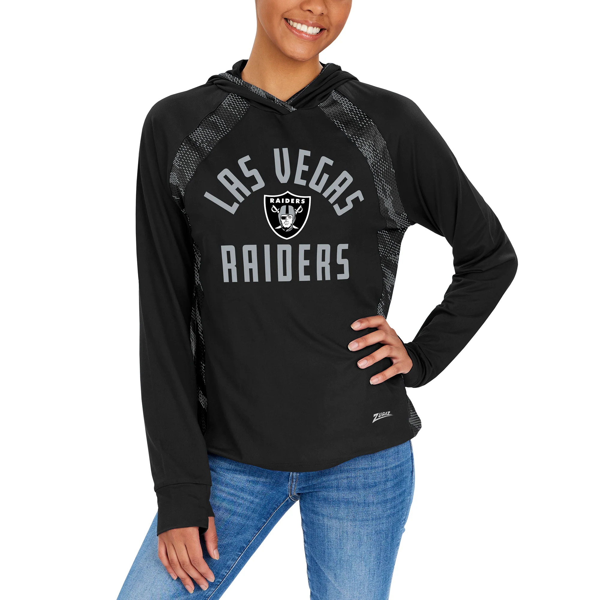 Zubaz NFL Women's Viper Accent Elevated Lightweight Hoodie, LAS VEGAS RAIDERS