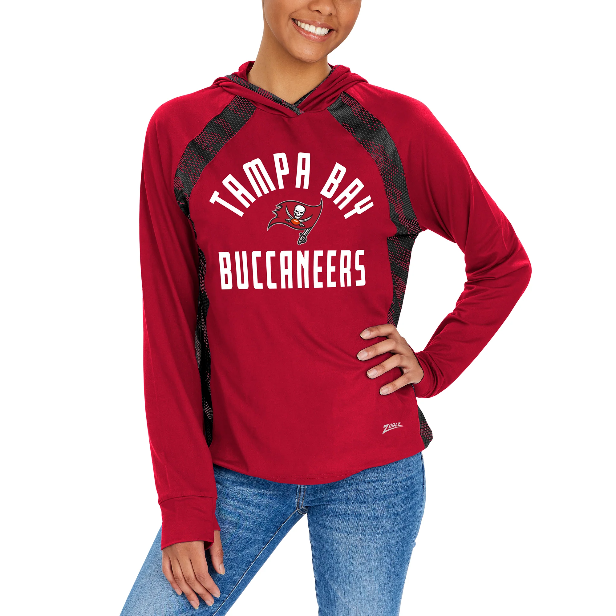 Zubaz NFL Women's Viper Accent Elevated Lightweight Hoodie, TAMPA BAY BUCCANEERS - Image 2