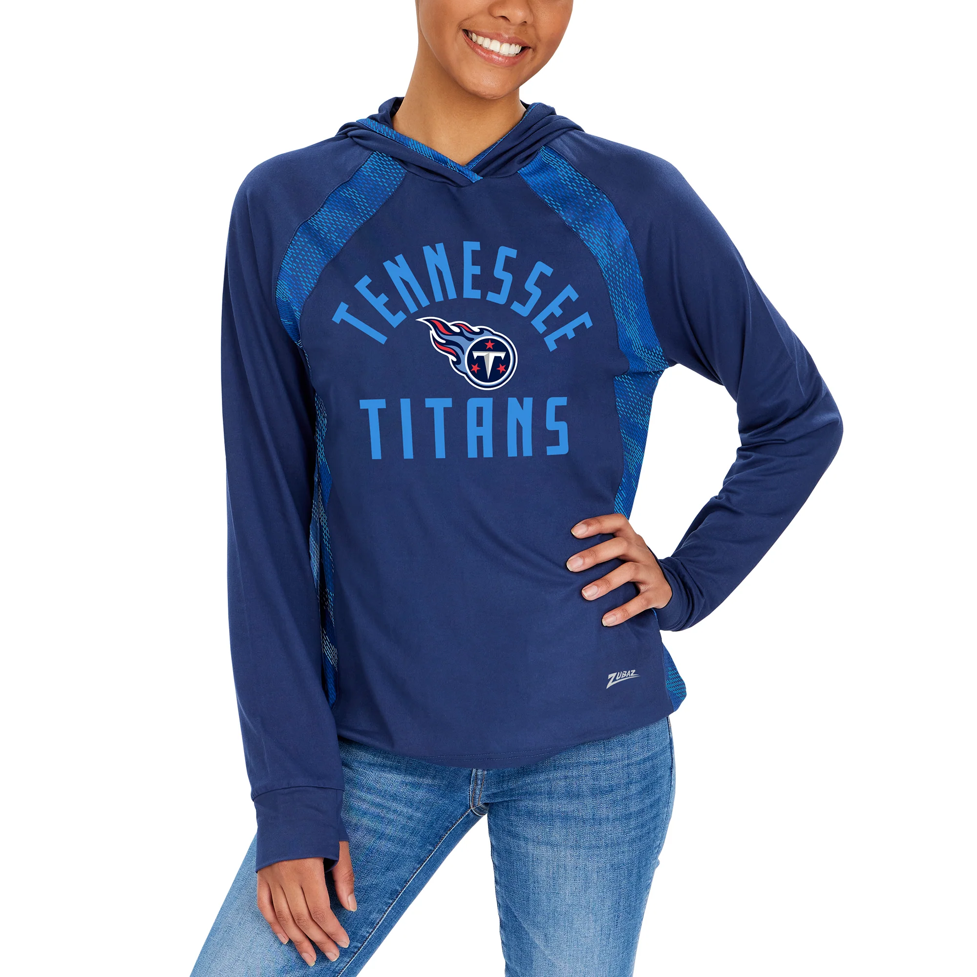 Zubaz NFL Women's Viper Accent Elevated Lightweight Hoodie, TENNESSEE TITANS - Image 2