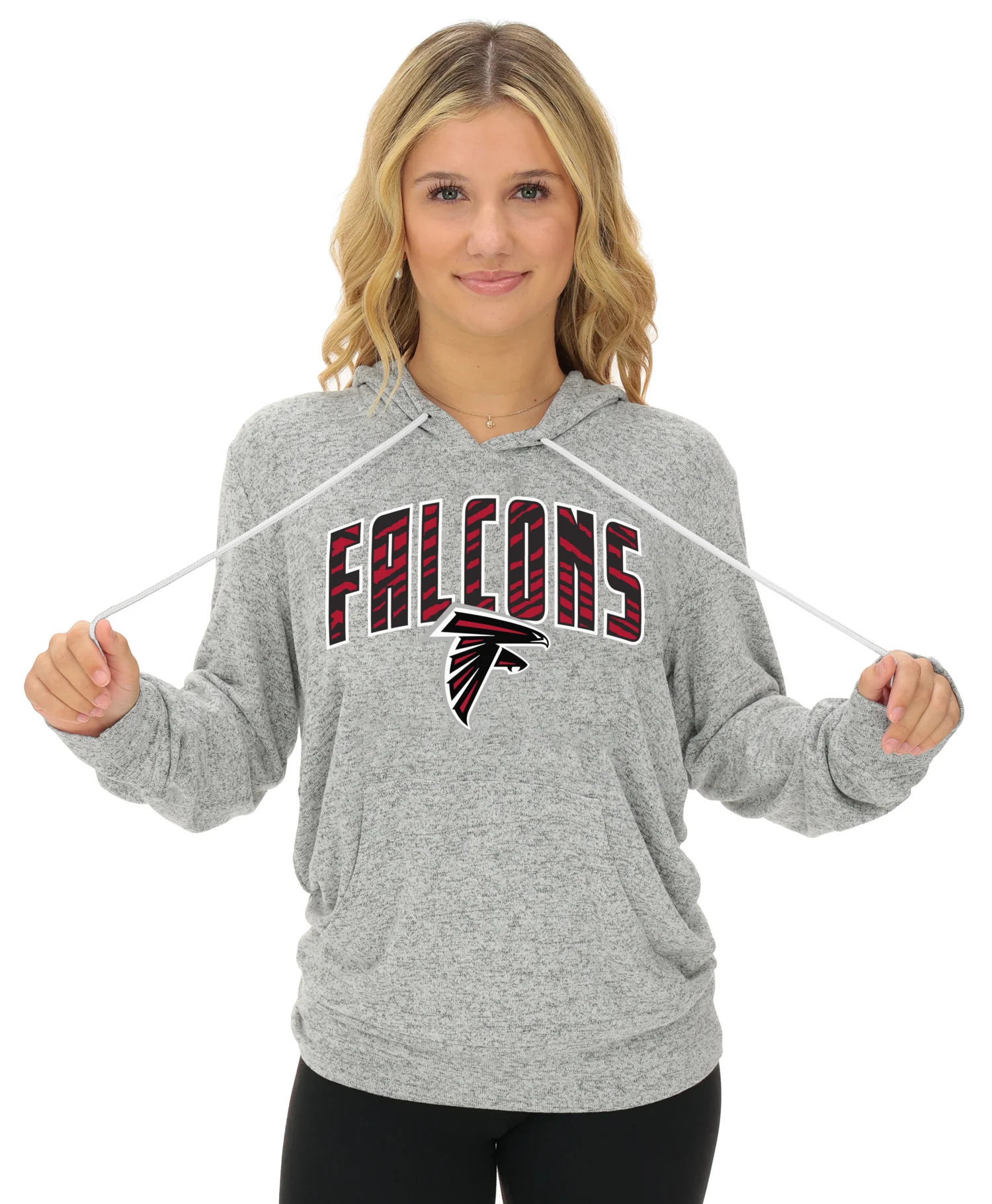 Zubaz NFL Women's Zebra Arch Soft Marled Team Color Hoodie, Atlanta Falcons - Image 24