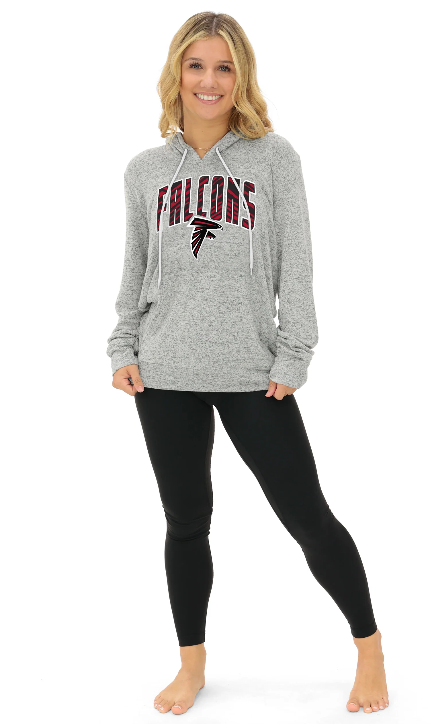 Zubaz NFL Women's Zebra Arch Soft Marled Team Color Hoodie, Atlanta Falcons - Image 29