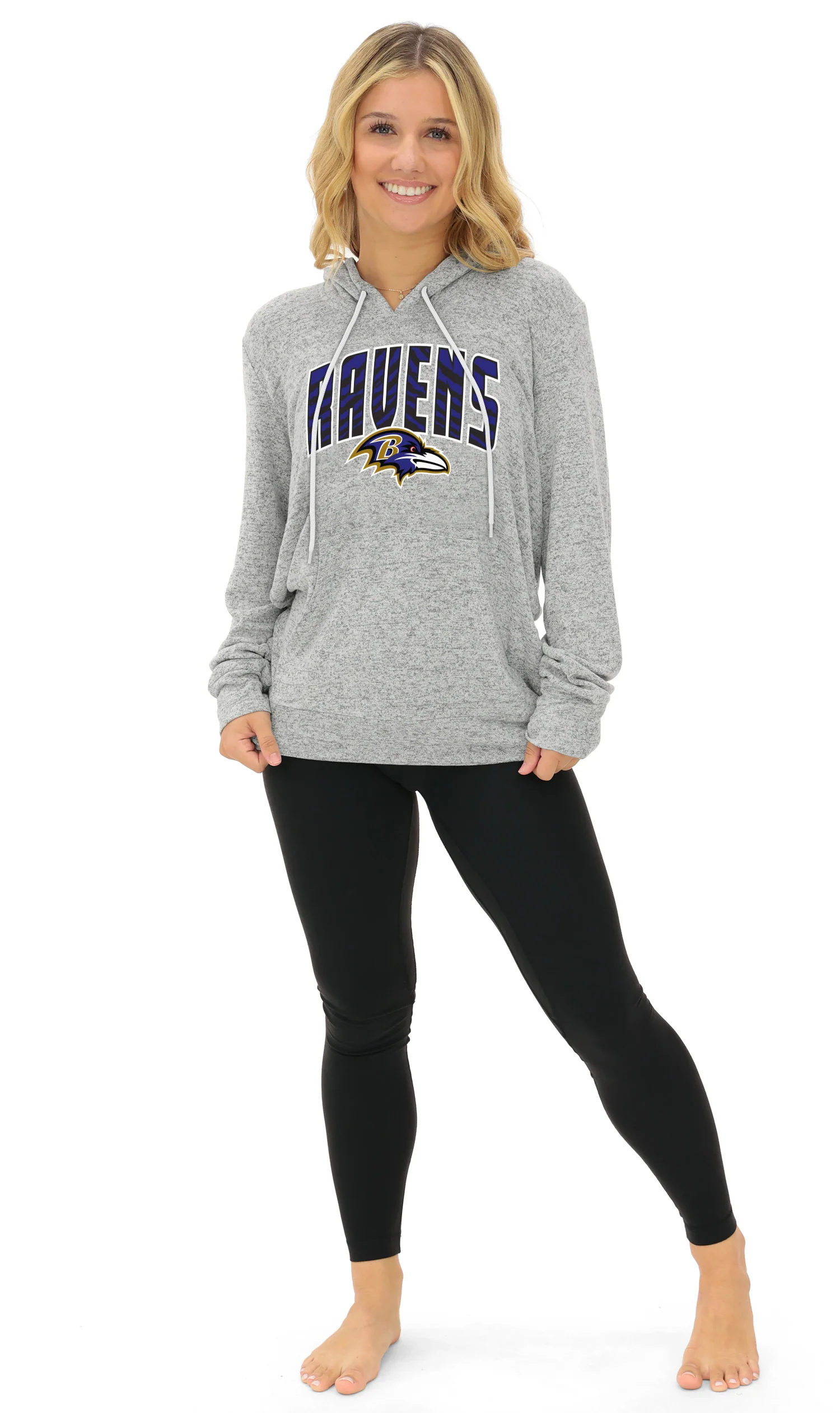 Zubaz NFL Women's Zebra Arch Soft Marled Team Color Hoodie, Baltimore Ravens - Image 9