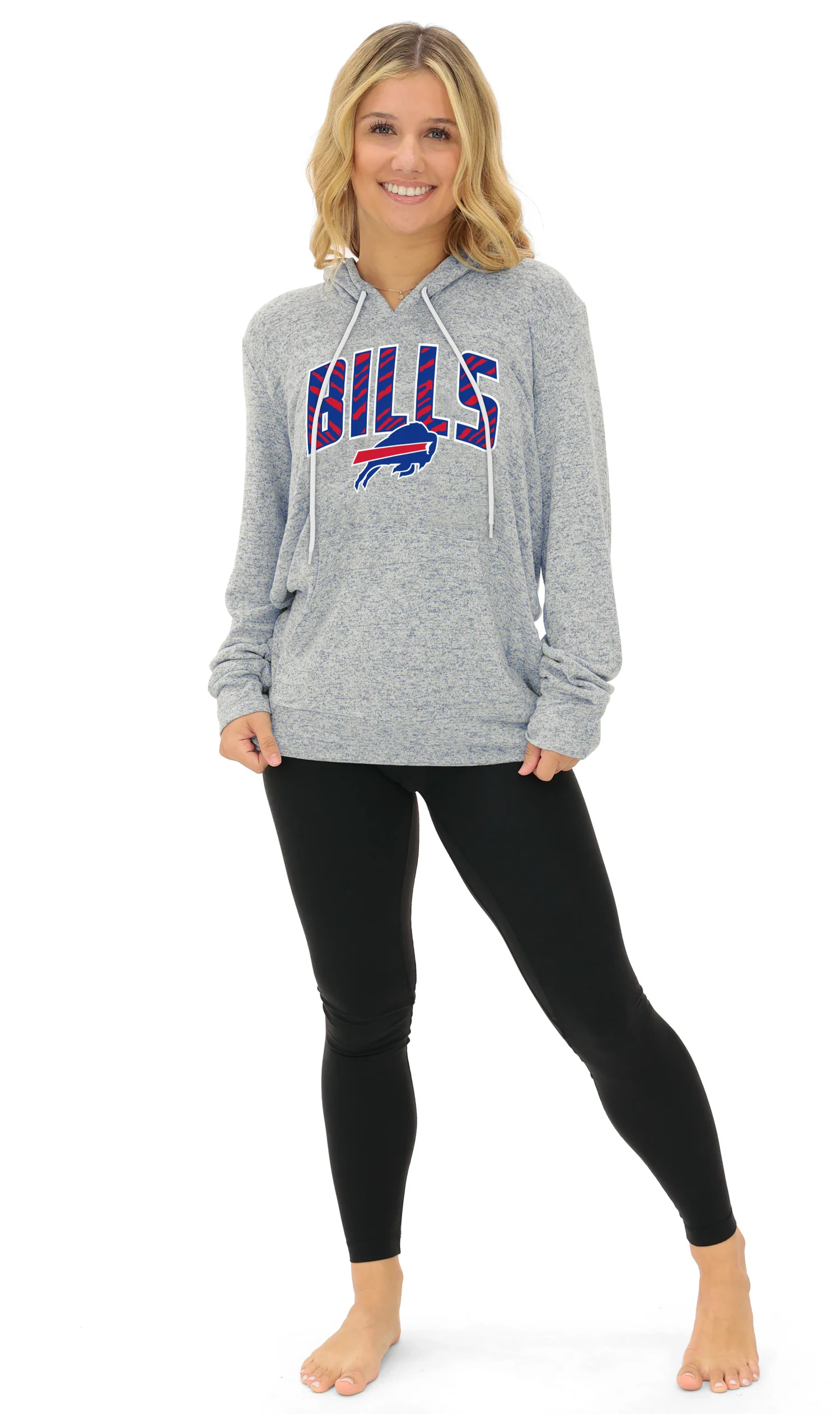 Zubaz NFL Women's Zebra Arch Soft Marled Team Color Hoodie, Buffalo Bills - Image 5