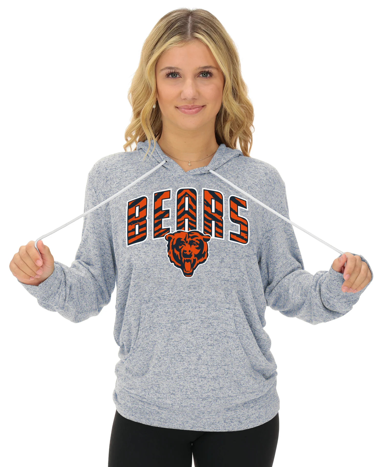 Zubaz NFL Women's Zebra Arch Soft Marled Team Color Hoodie, Chicago Bears - Image 20