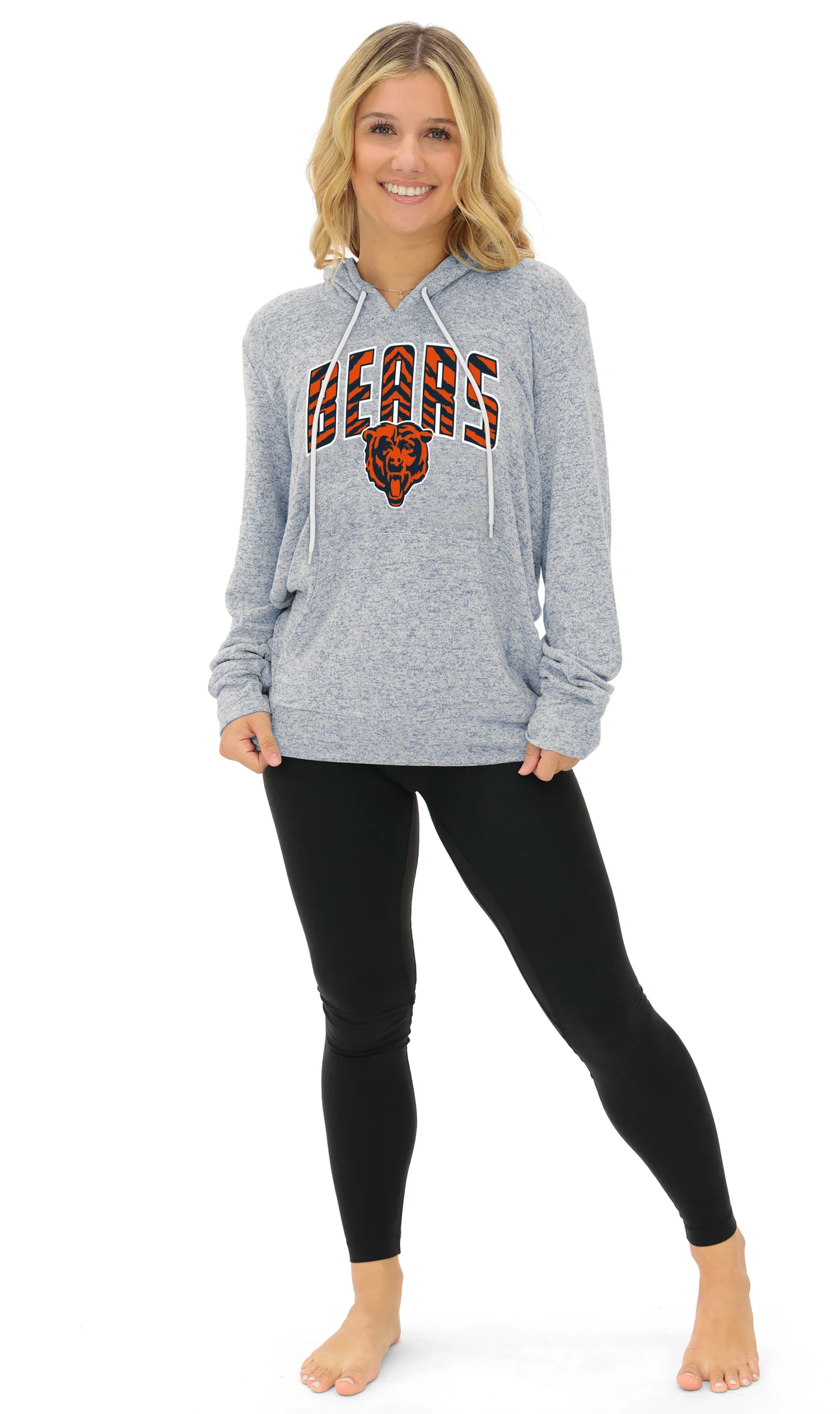 Zubaz NFL Women's Zebra Arch Soft Marled Team Color Hoodie, Chicago Bears - Image 5