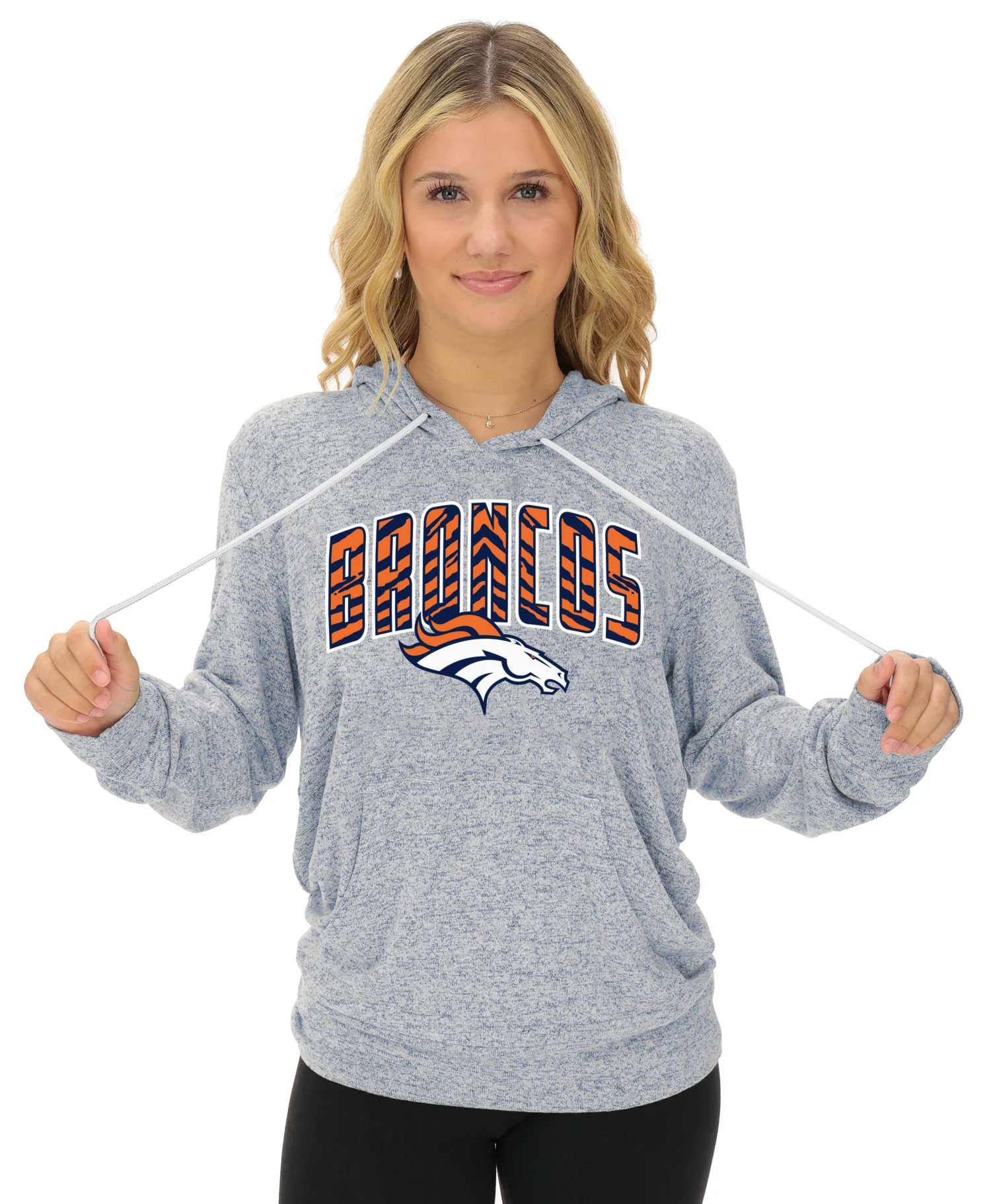 Zubaz NFL Women's Zebra Arch Soft Marled Team Color Hoodie, Denver Broncos - Image 12