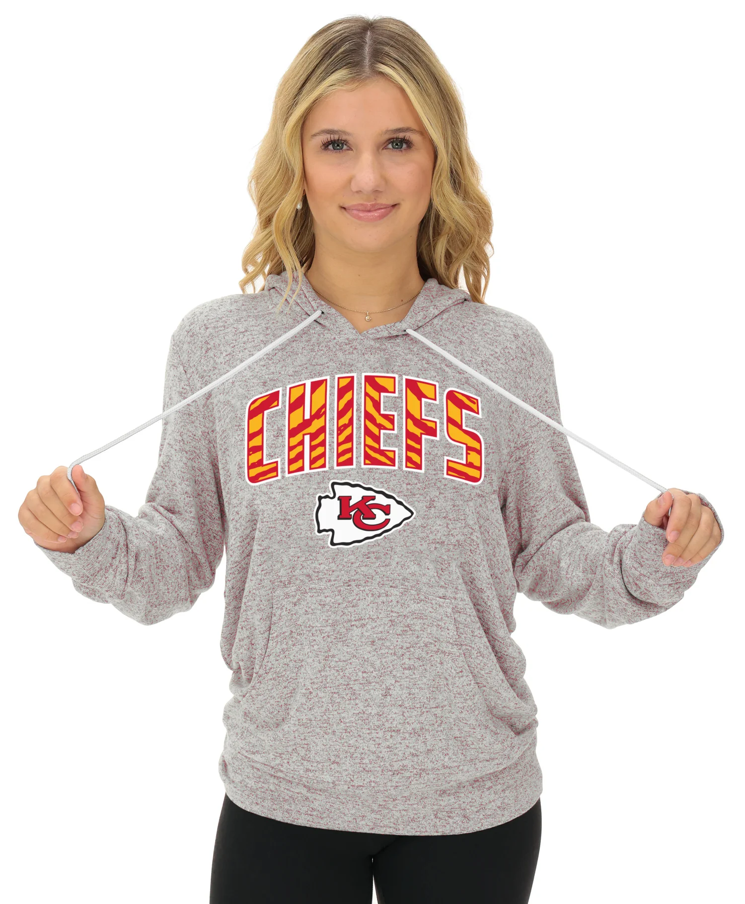 Zubaz NFL Women's Zebra Arch Soft Marled Team Color Hoodie, Kansas City Chiefs - Image 24