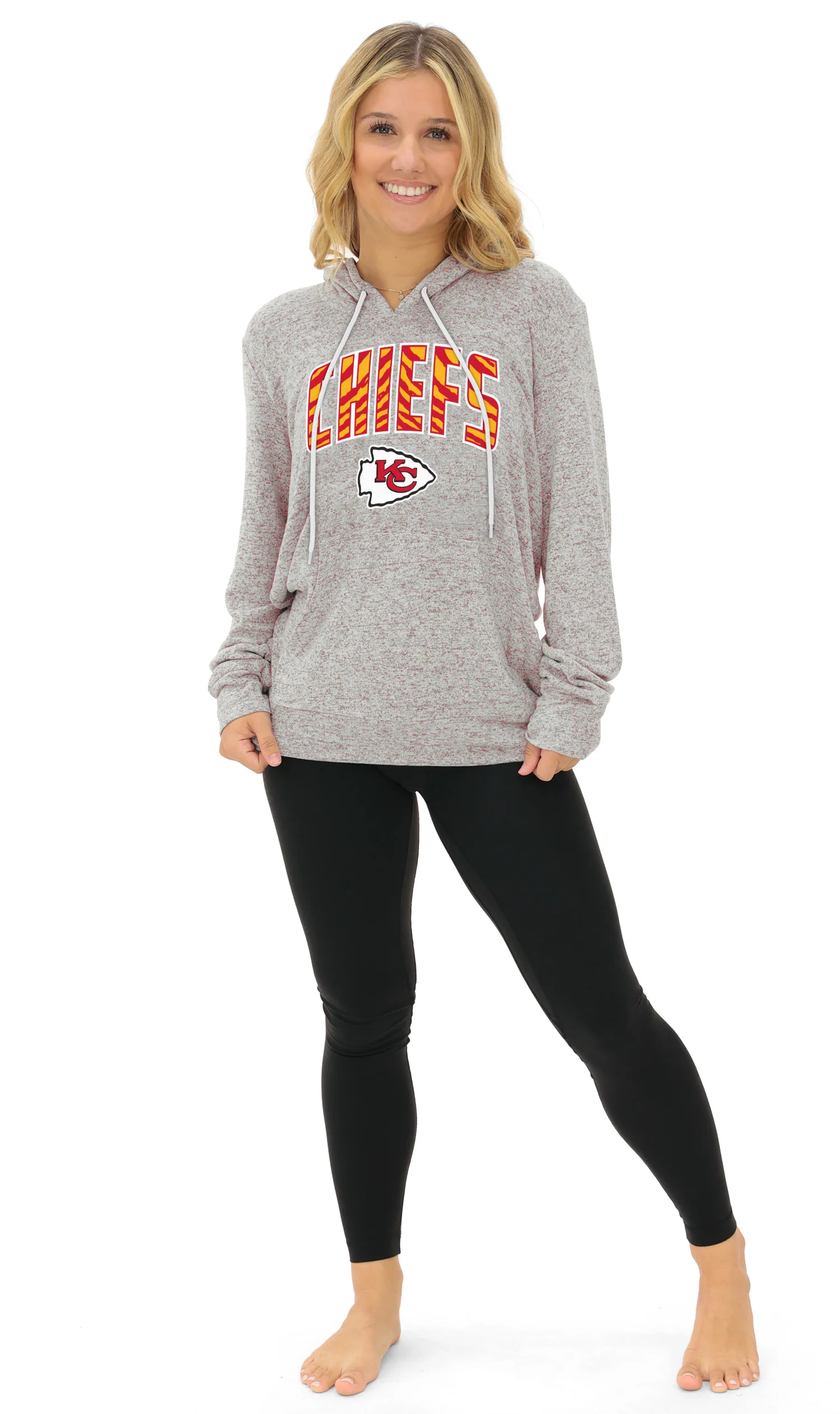 Zubaz NFL Women's Zebra Arch Soft Marled Team Color Hoodie, Kansas City Chiefs - Image 9
