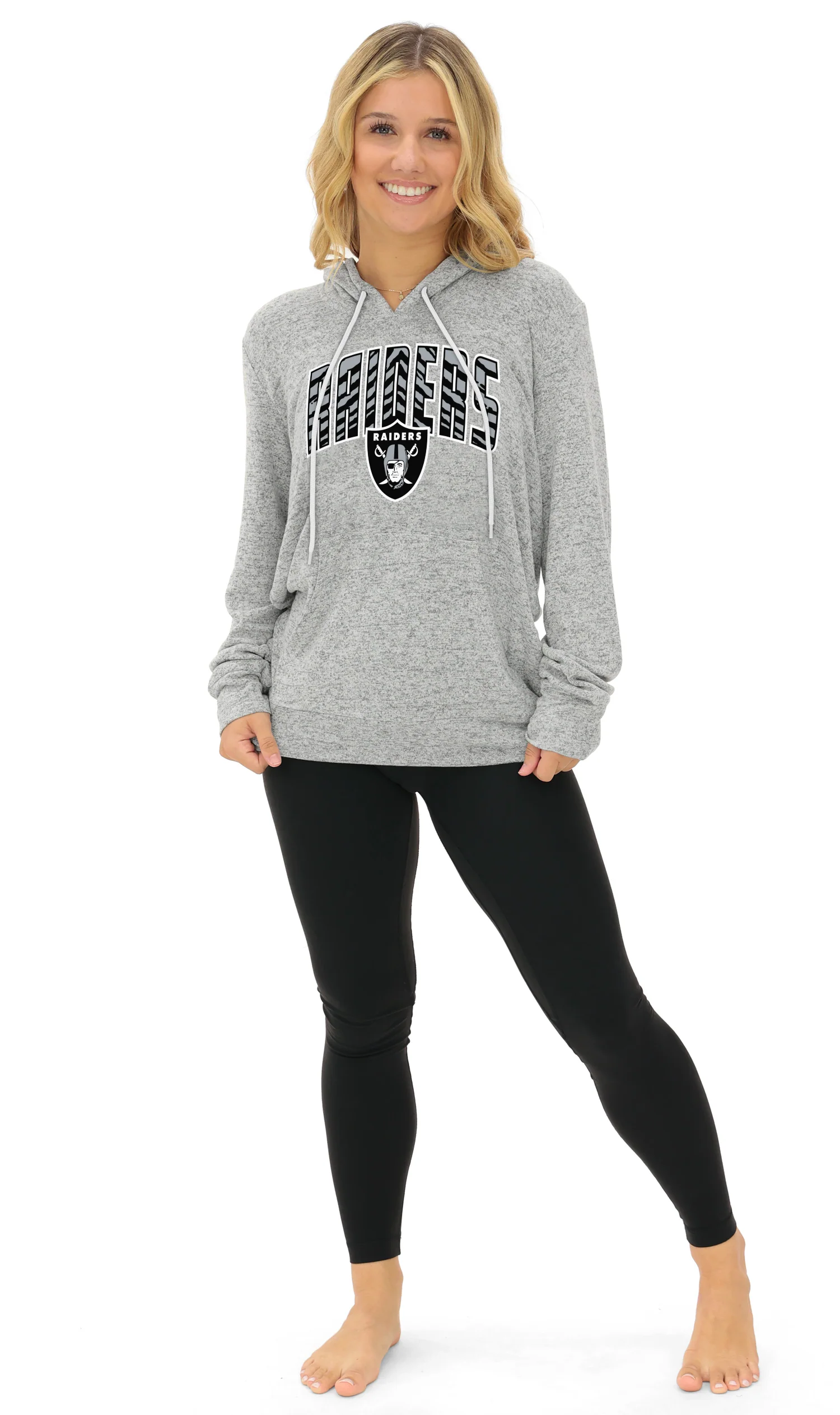 Zubaz NFL Women's Zebra Arch Soft Marled Team Color Hoodie, Las Vegas Raiders - Image 21