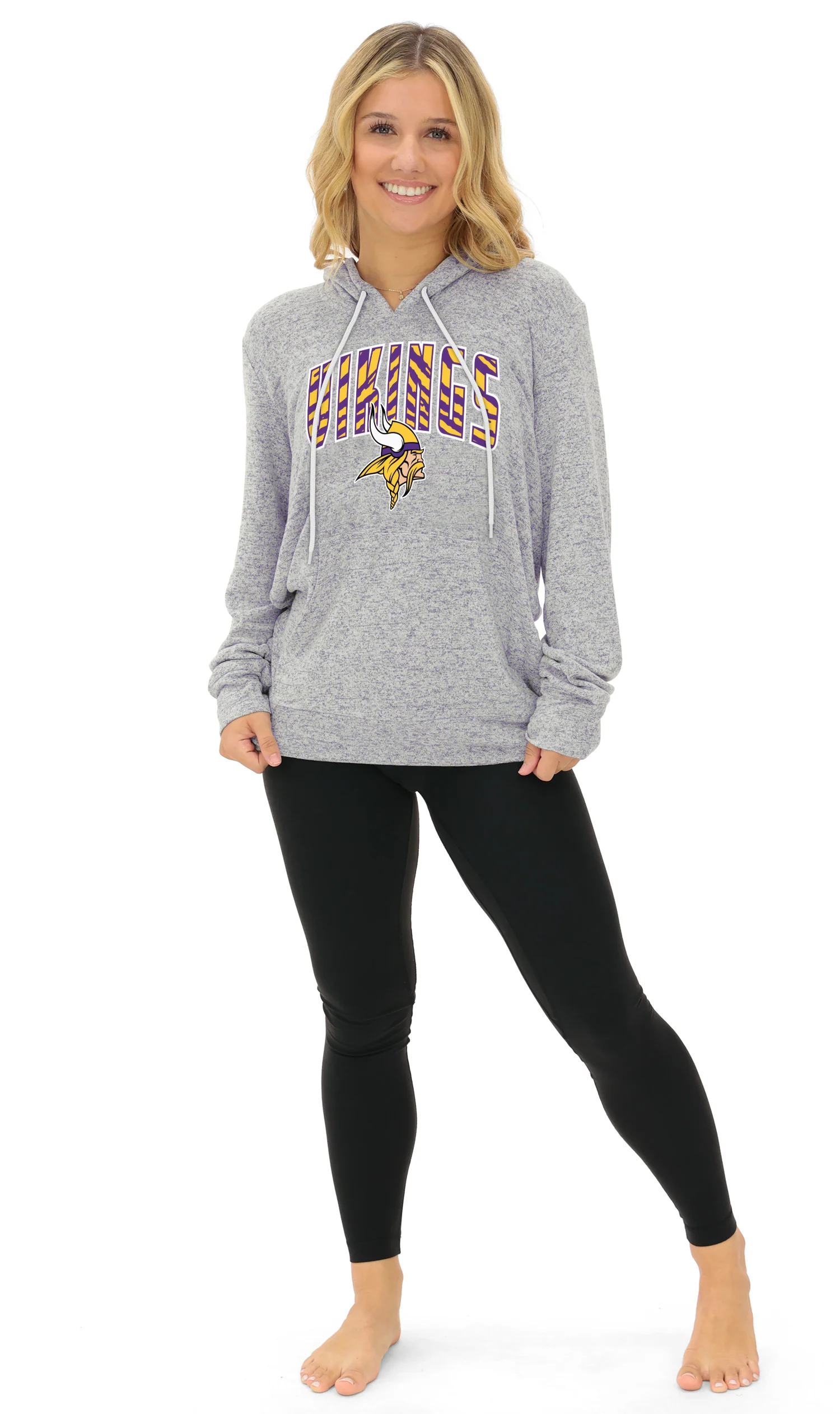 Zubaz NFL Women's Zebra Arch Soft Marled Team Color Hoodie, Minnesota Vikings - Image 21