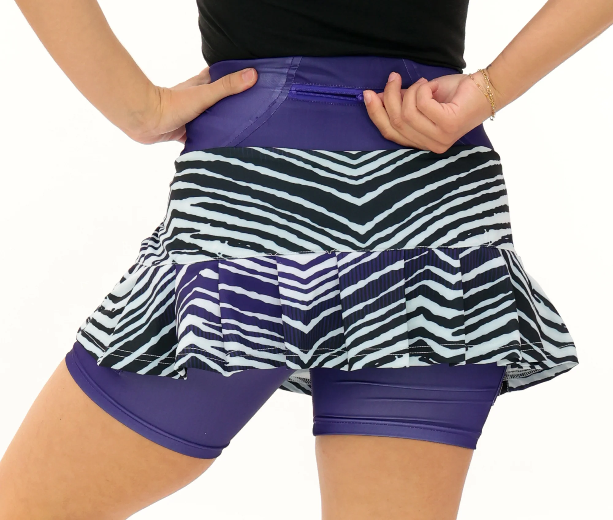 Zubaz NFL Women's Zebra Ombre Skort Team Primary Logo, Baltimore Ravens - Image 22