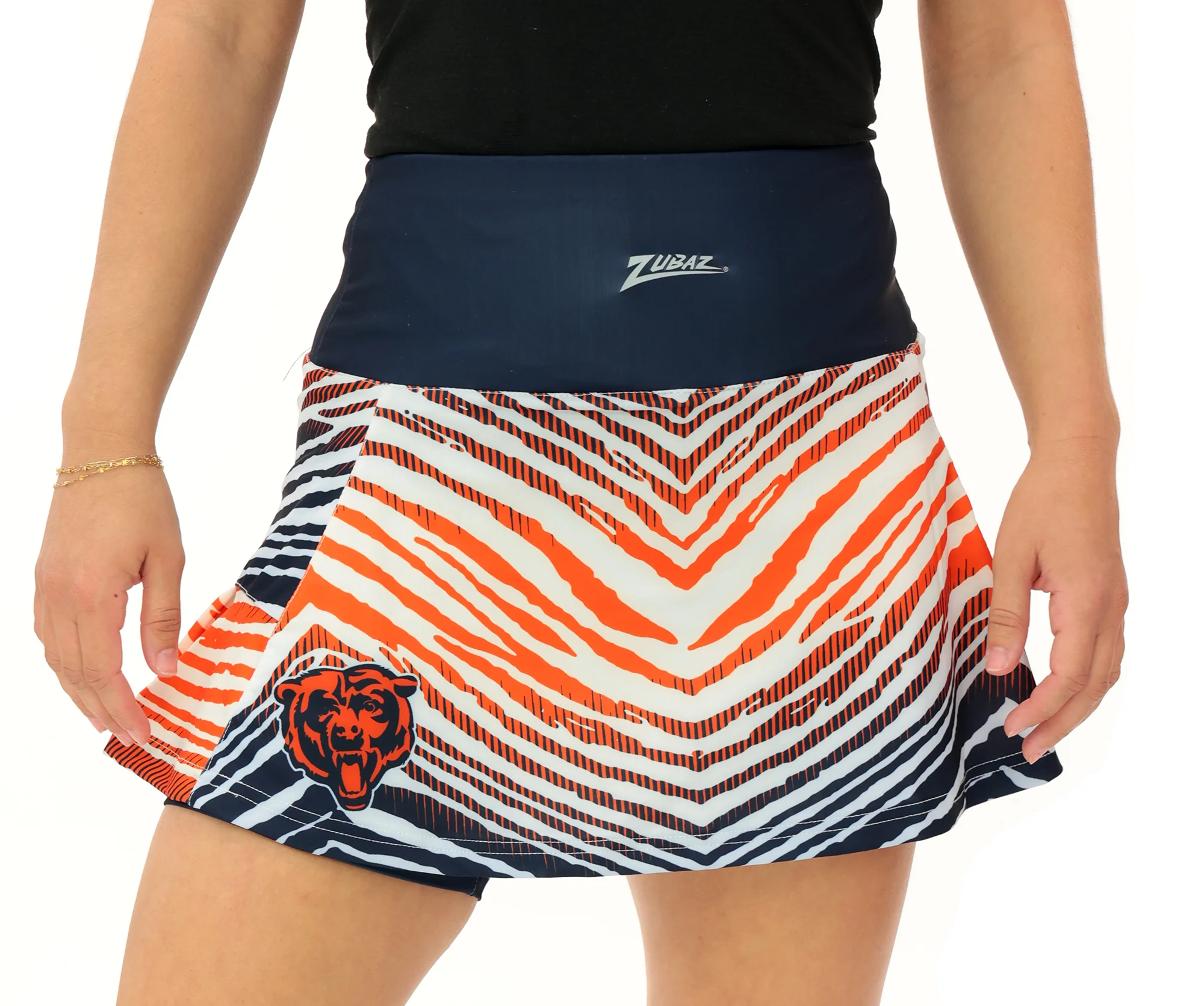 Zubaz NFL Women's Zebra Ombre Skort Team Primary Logo, Chicago Bears - Image 56