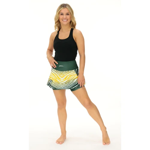 Zubaz NFL Women's Zebra Ombre Skort Team Primary Logo, Green Bay Packers - Image 2