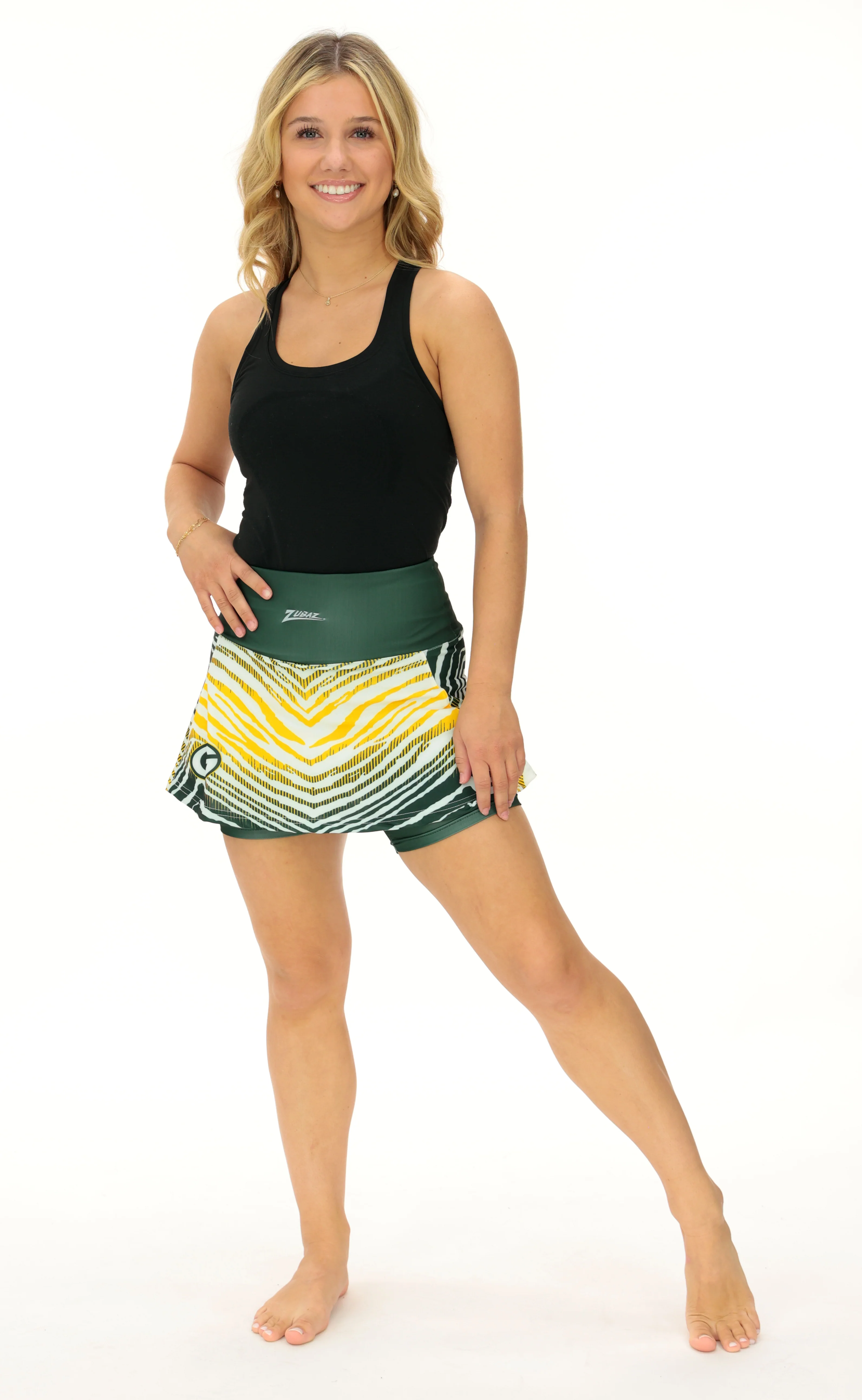 Zubaz NFL Women's Zebra Ombre Skort Team Primary Logo, Green Bay Packers - Image 22