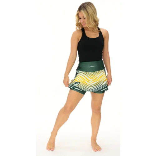 Zubaz NFL Women's Zebra Ombre Skort Team Primary Logo, Green Bay Packers - Image 4