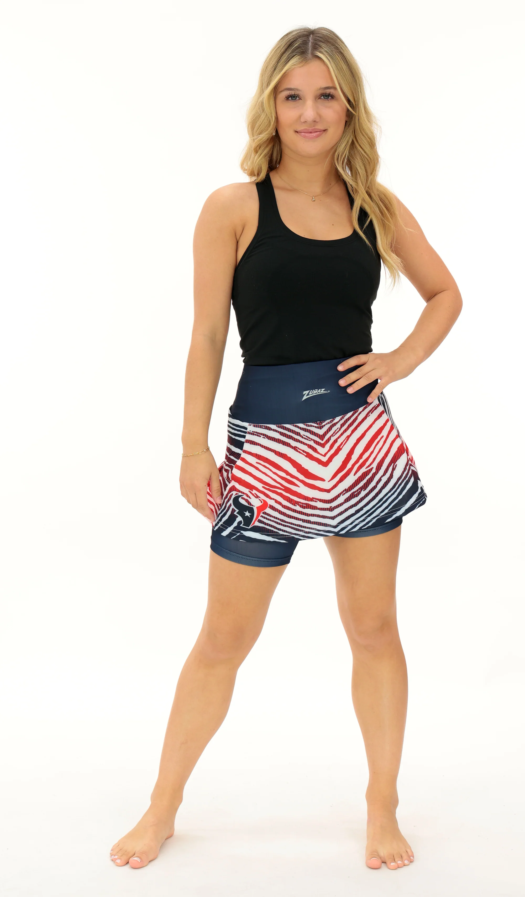 Zubaz NFL Women's Zebra Ombre Skort Team Primary Logo, Houston Texans - Image 36