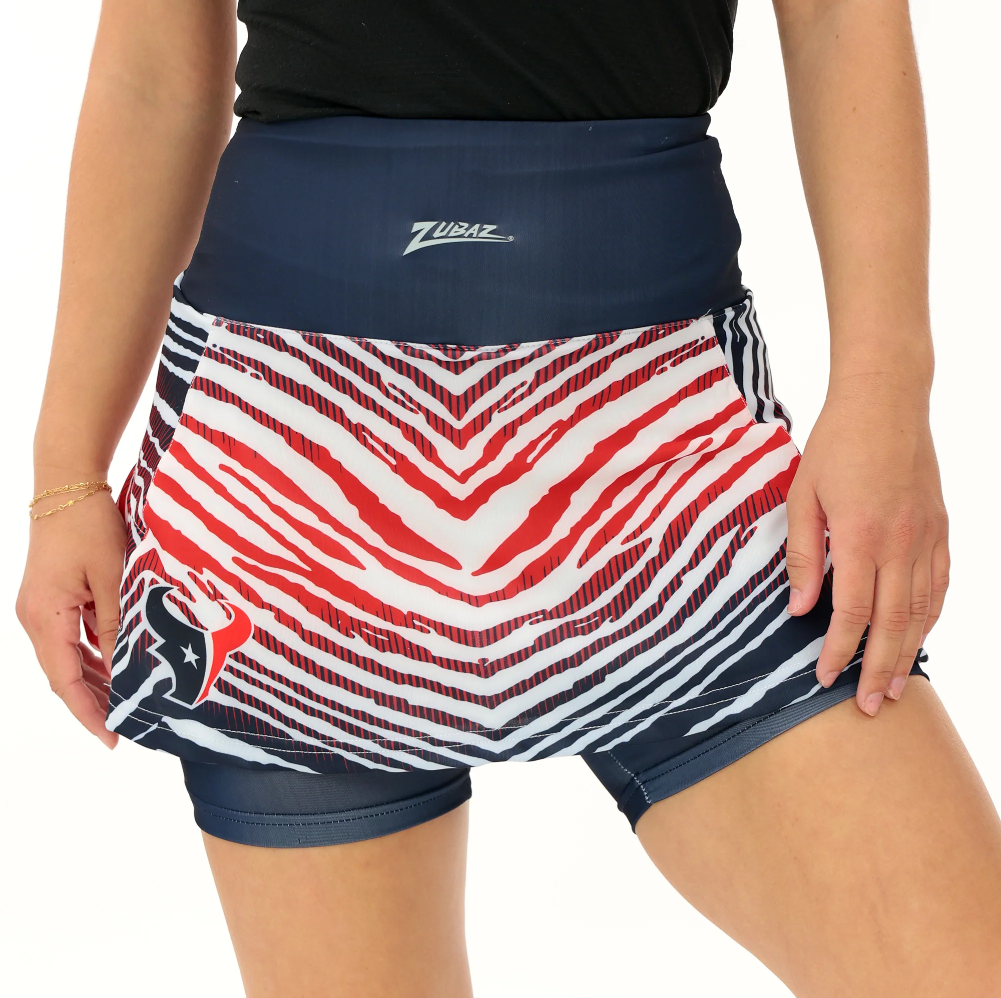 Zubaz NFL Women's Zebra Ombre Skort Team Primary Logo, Houston Texans - Image 42