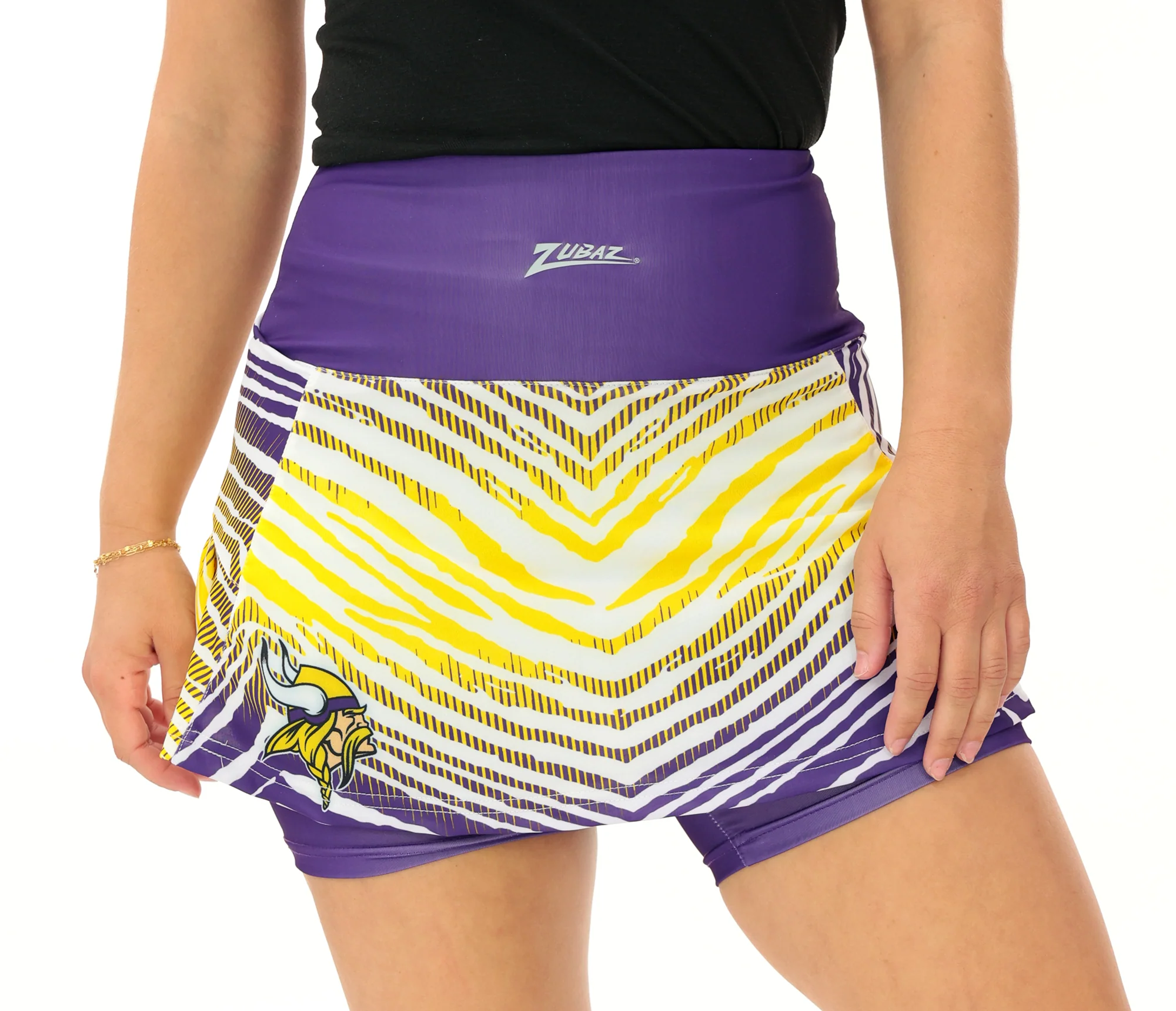 Zubaz NFL Women's Zebra Ombre Skort Team Primary Logo, Minnesota Vikings - Image 21