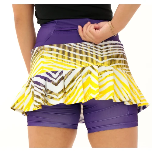 Zubaz NFL Women's Zebra Ombre Skort Team Primary Logo, Minnesota Vikings - Image 6