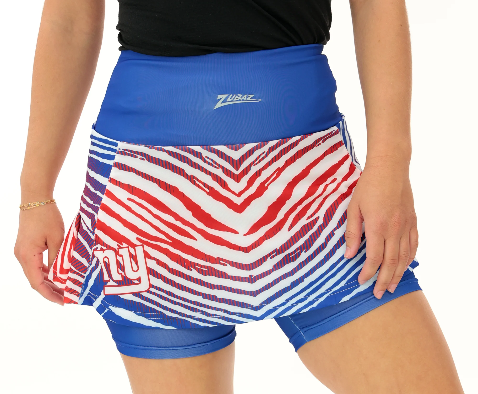 Zubaz NFL Women's Zebra Ombre Skort Team Primary Logo, New York Giants - Image 42