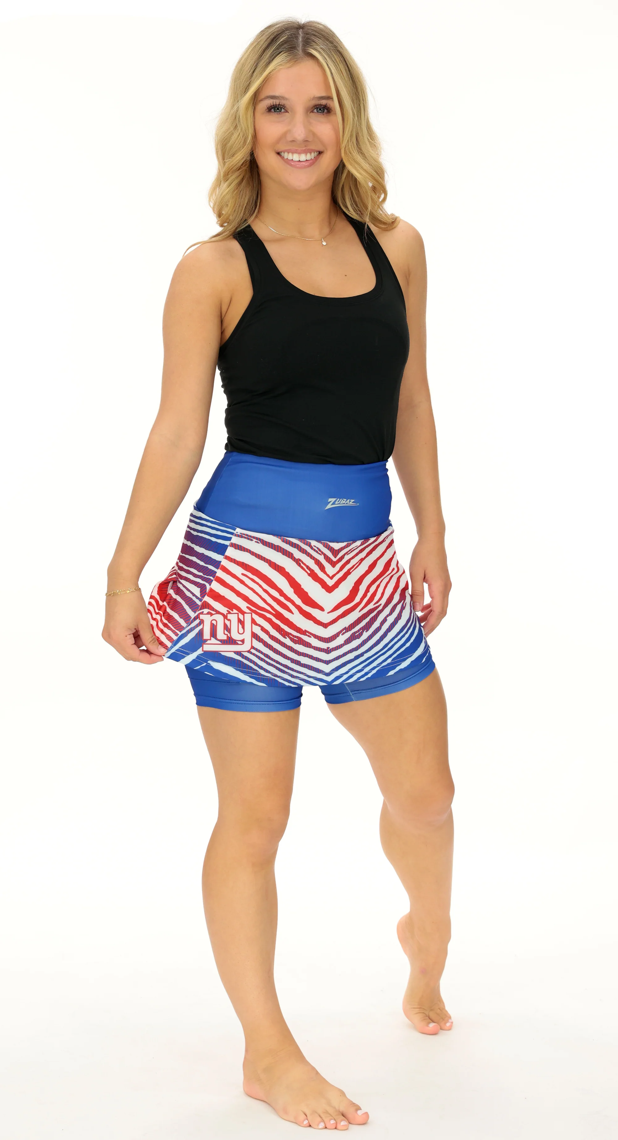 Zubaz NFL Women's Zebra Ombre Skort Team Primary Logo, New York Giants - Image 9