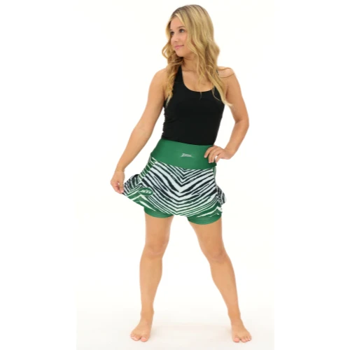 Zubaz NFL Women's Zebra Ombre Skort Team Primary Logo, New York Jets - Image 2