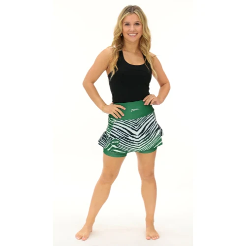 Zubaz NFL Women's Zebra Ombre Skort Team Primary Logo, New York Jets - Image 3