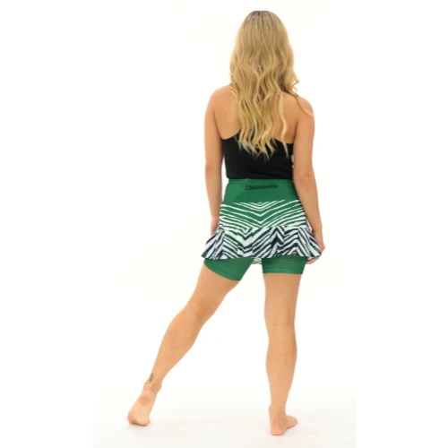 Zubaz NFL Women's Zebra Ombre Skort Team Primary Logo, New York Jets - Image 5