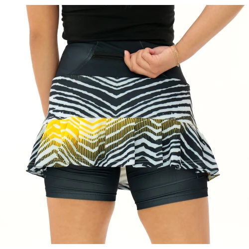 Zubaz NFL Women's Zebra Ombre Skort Team Primary Logo, Pittsburgh Steelers - Image 6