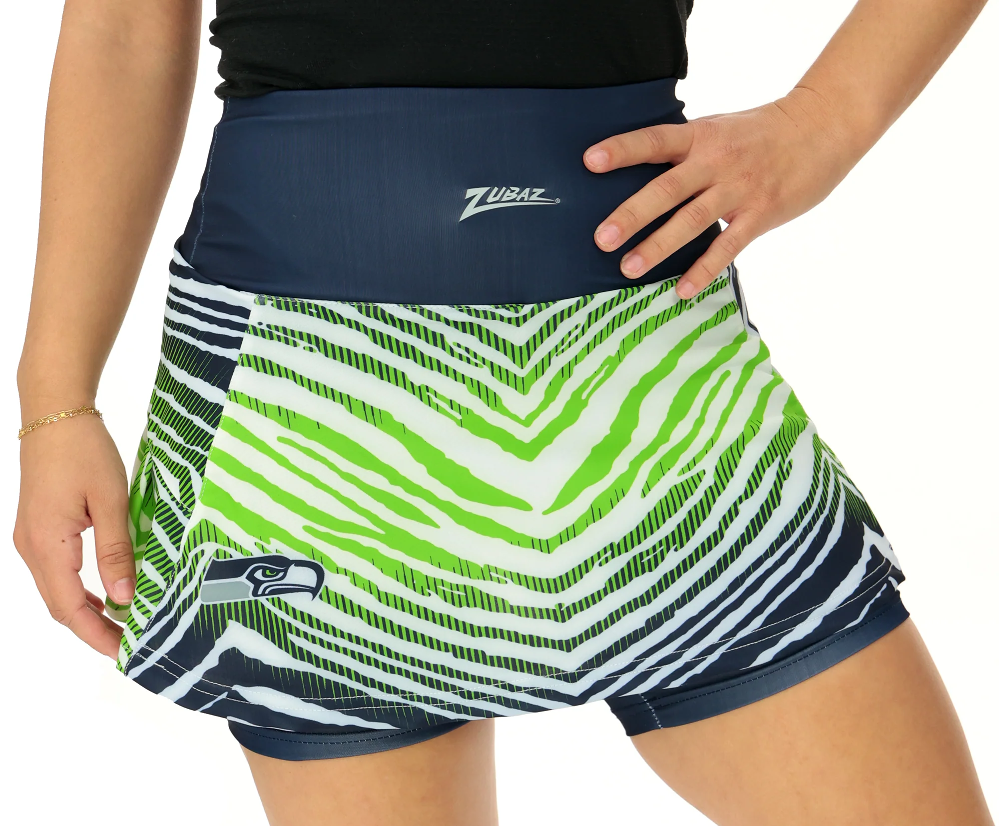 Zubaz NFL Women's Zebra Ombre Skort Team Primary Logo, Seattle Seahawks - Image 18